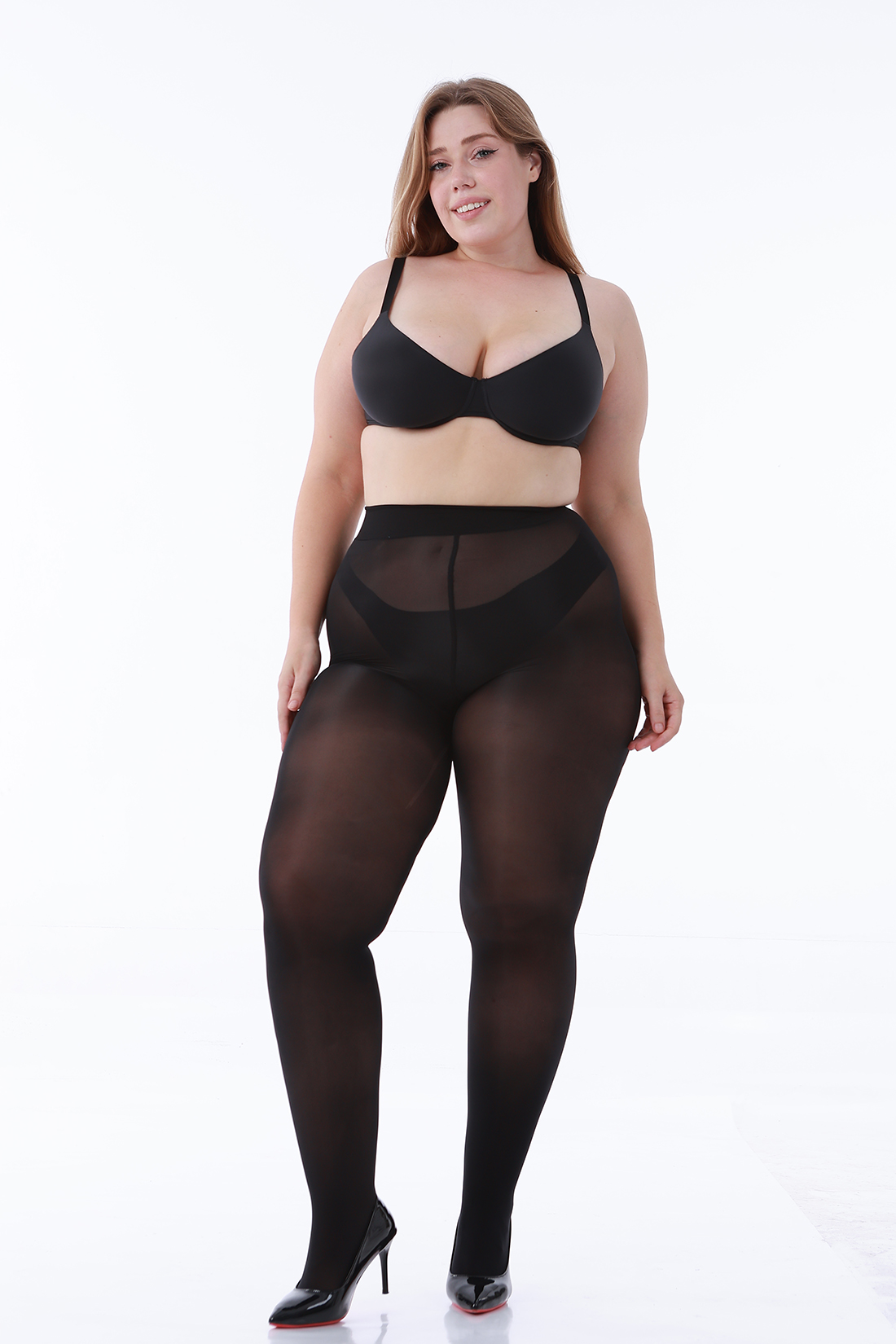 3 Pairs Women's Shiny Plus Size tights with Control Top Pantyhose