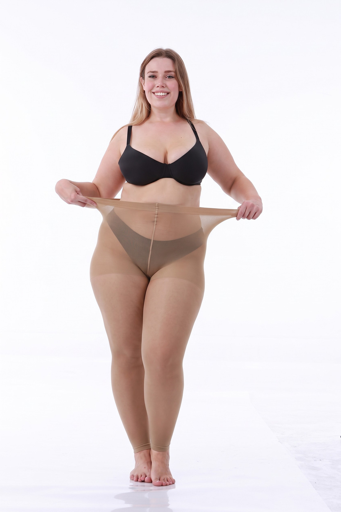 Plus Size Footless Pantyhose for Women - Sheer Footless Tights in Black & Nude, XL-3XL-Dongyang Jiban Apparel Co., Ltd.