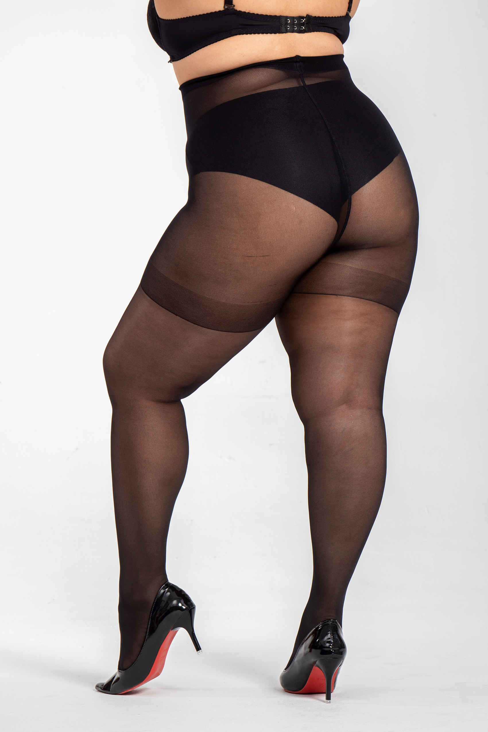 3 Pairs Women's Plus Size Sheer Tights  Control top Pantyhose With Reinforced Toes