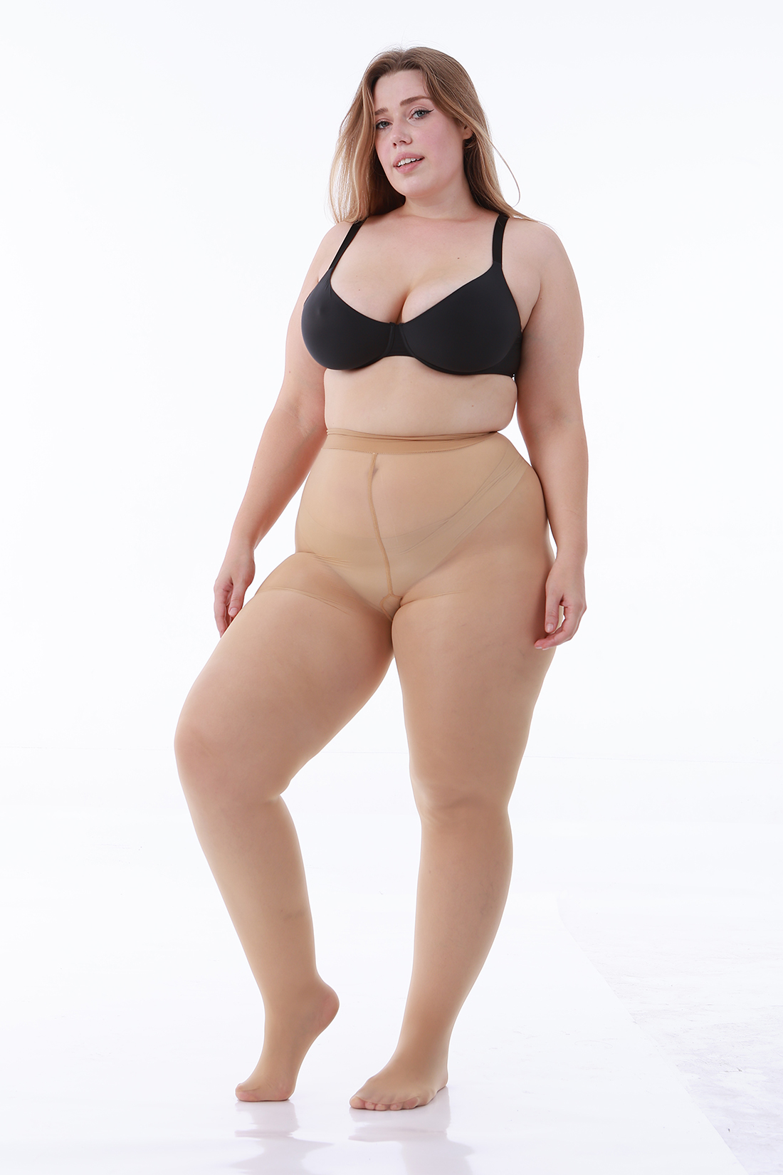 3 Pairs Women's Shiny Plus Size tights with Control Top Pantyhose