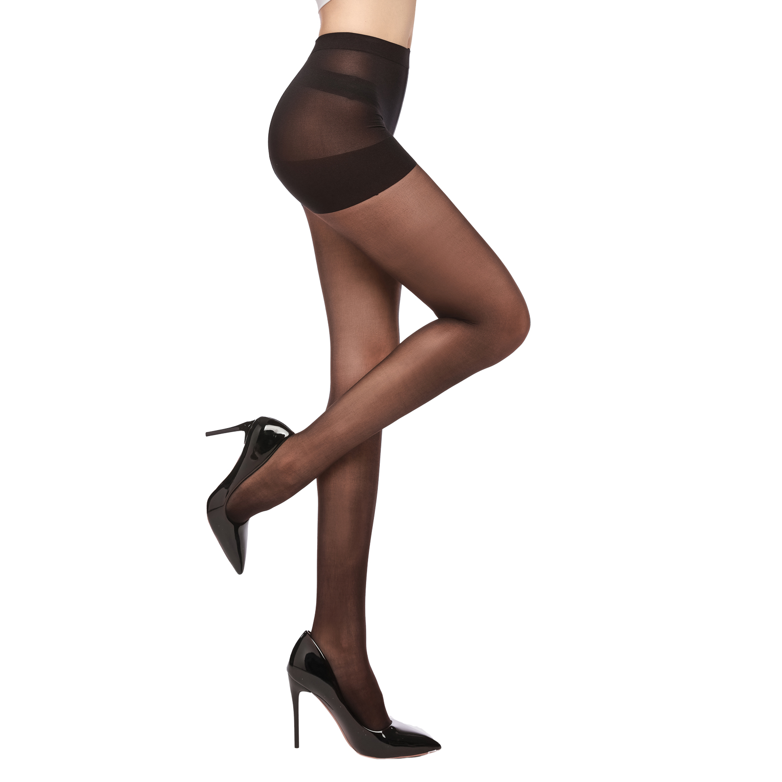 2 PACK Womens High Waist Run Resistant Control Top Pantyhose-LADYFAN