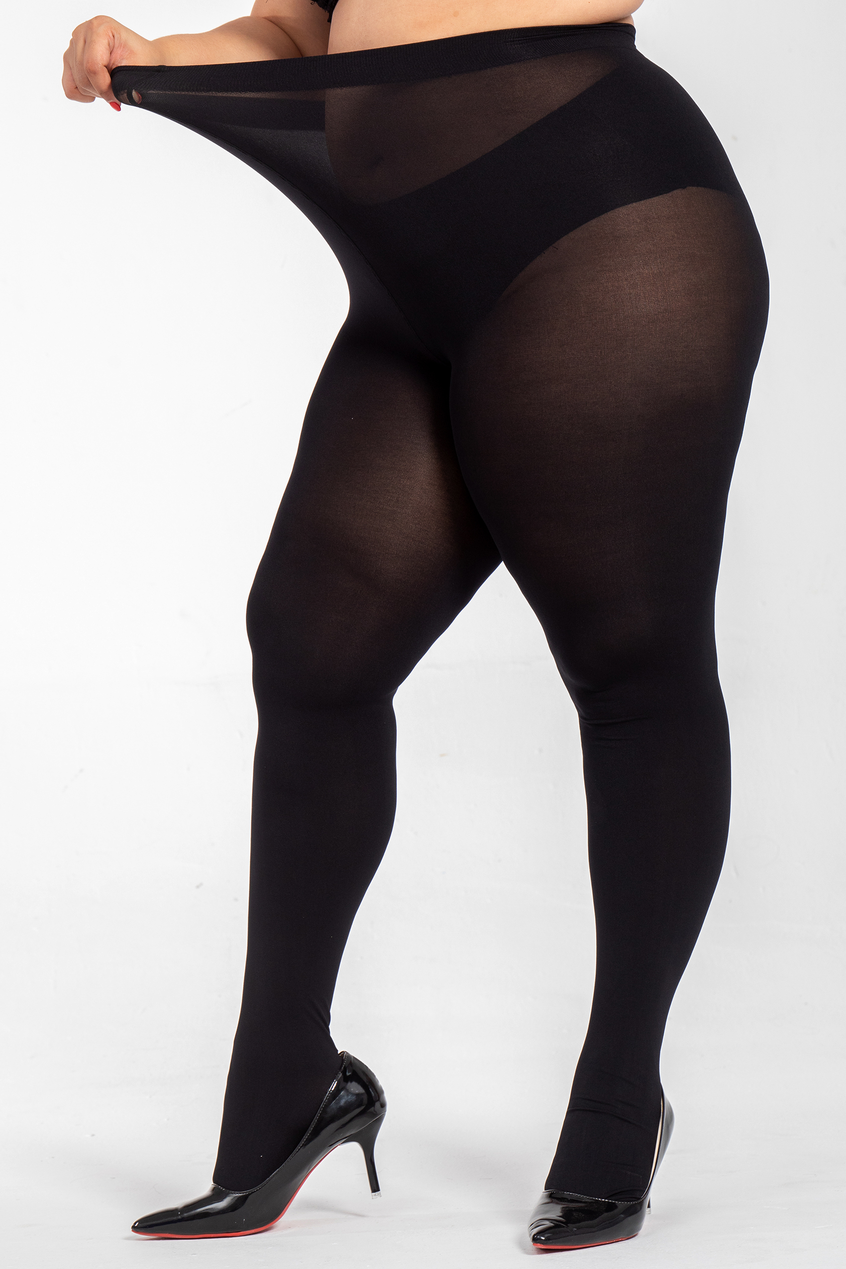 2 PACK Women's Plus Size Opaque 80D Control Top Tights