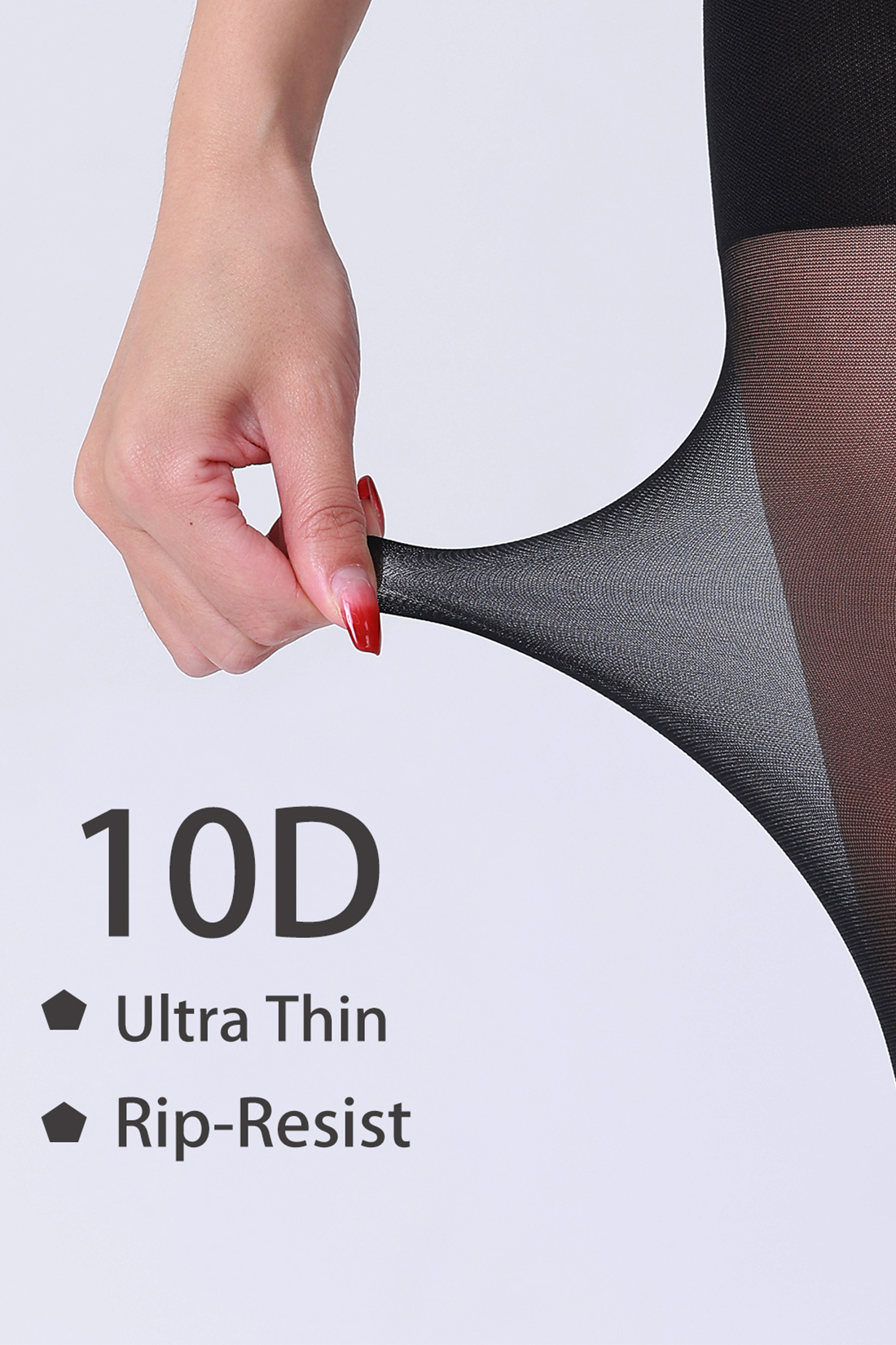 2 Pairs Sheer Rip-Resist Tights for Women – 10D Ultra Thin Reinforced Toe