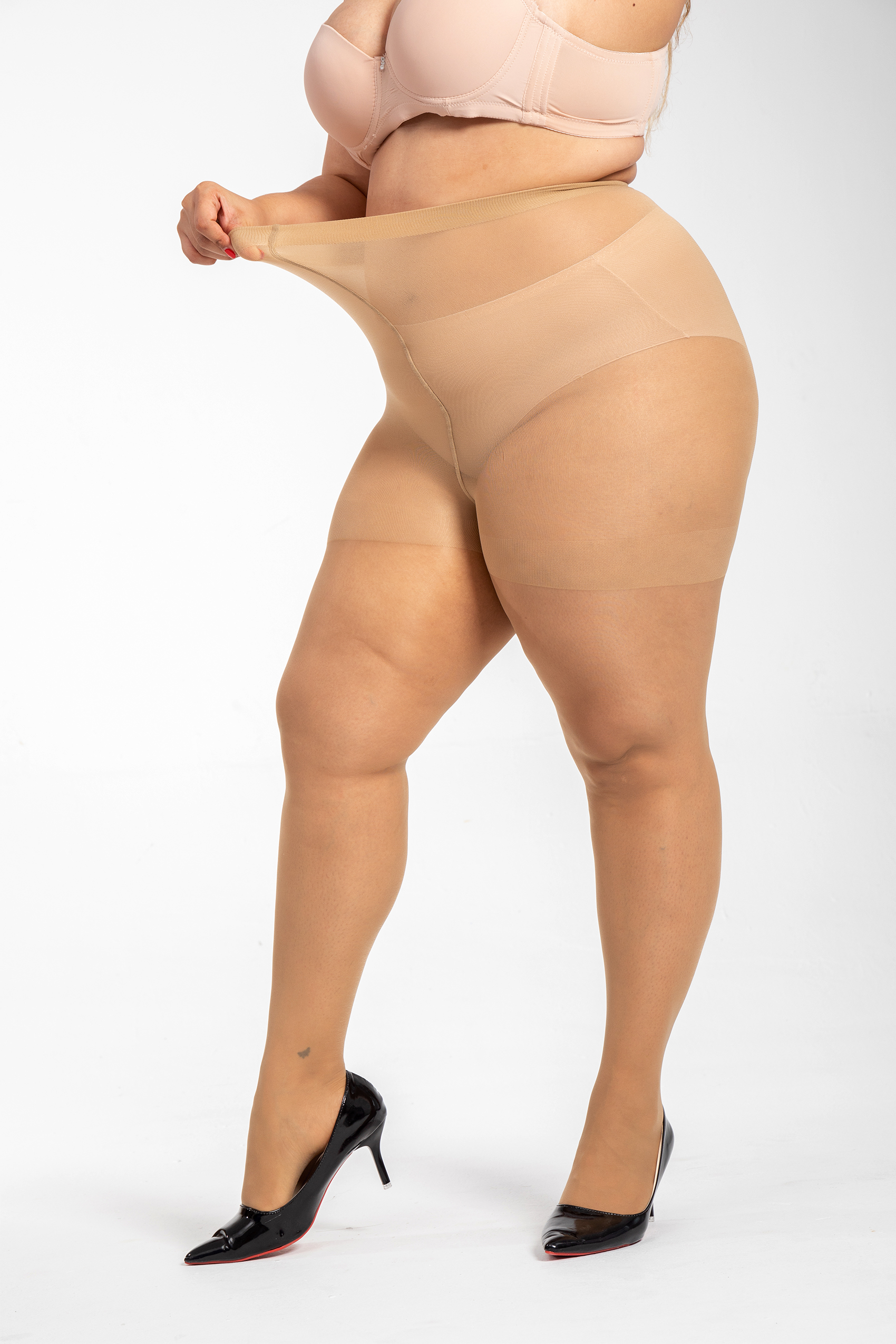 3 Pairs Women's Plus Size Sheer Tights  Control top Pantyhose With Reinforced Toes