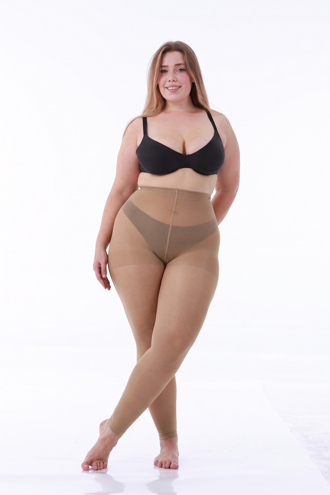Plus Size Footless Pantyhose for Women - Sheer Footless Tights in Black & Nude, XL-3XL-Dongyang Jiban Apparel Co., Ltd.