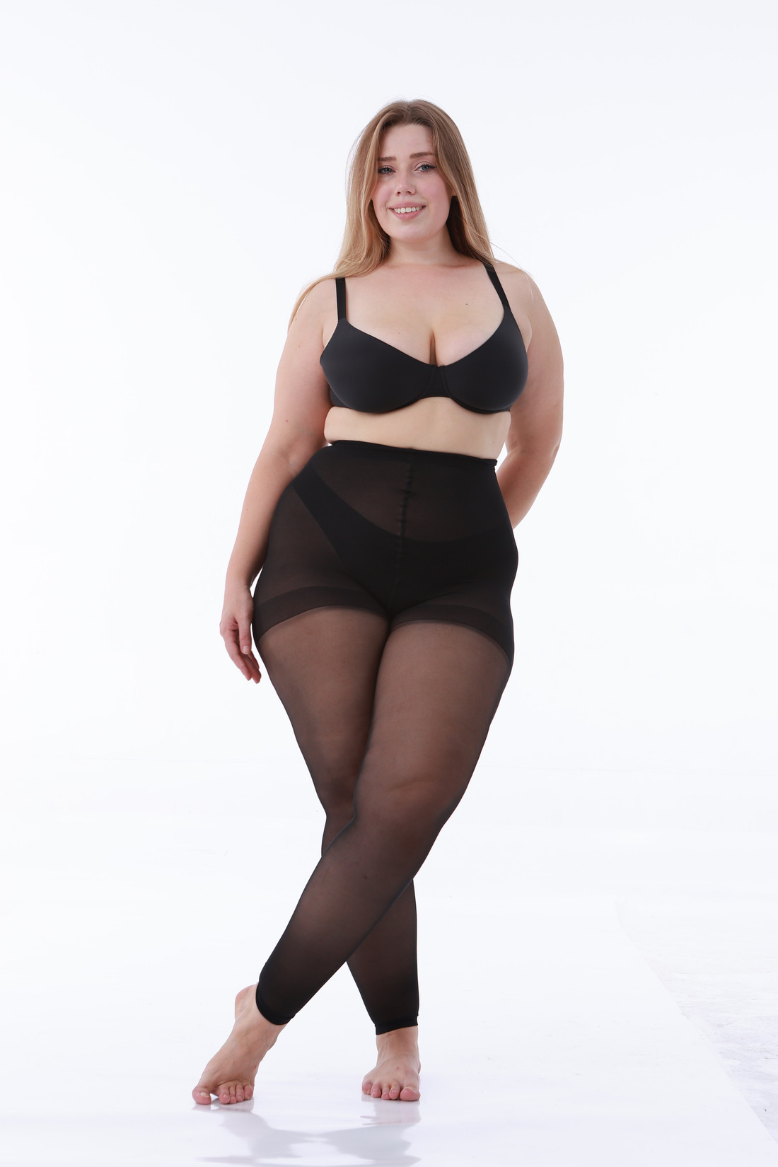 Plus Size Footless Pantyhose for Women - Sheer Footless Tights in Black & Nude, XL-3XL-Dongyang Jiban Apparel Co., Ltd.