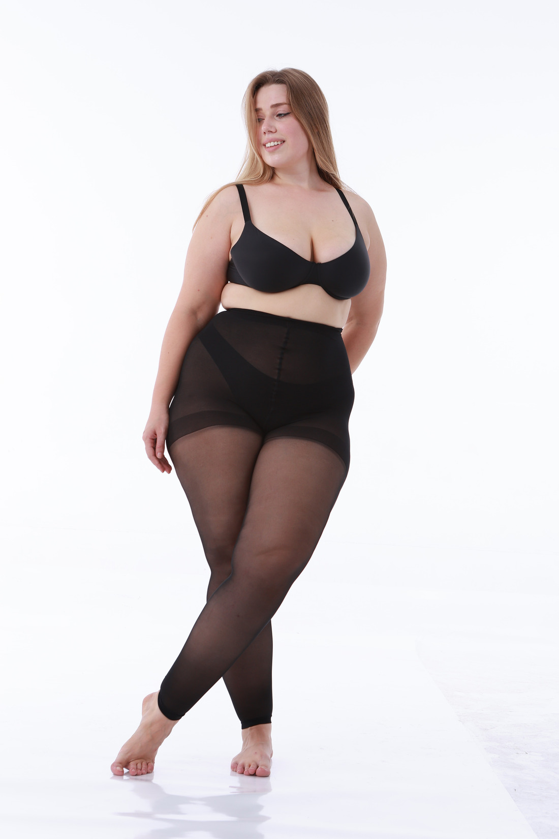 Plus Size Footless Pantyhose for Women - Sheer Footless Tights in Black & Nude, XL-3XL-Dongyang Jiban Apparel Co., Ltd.