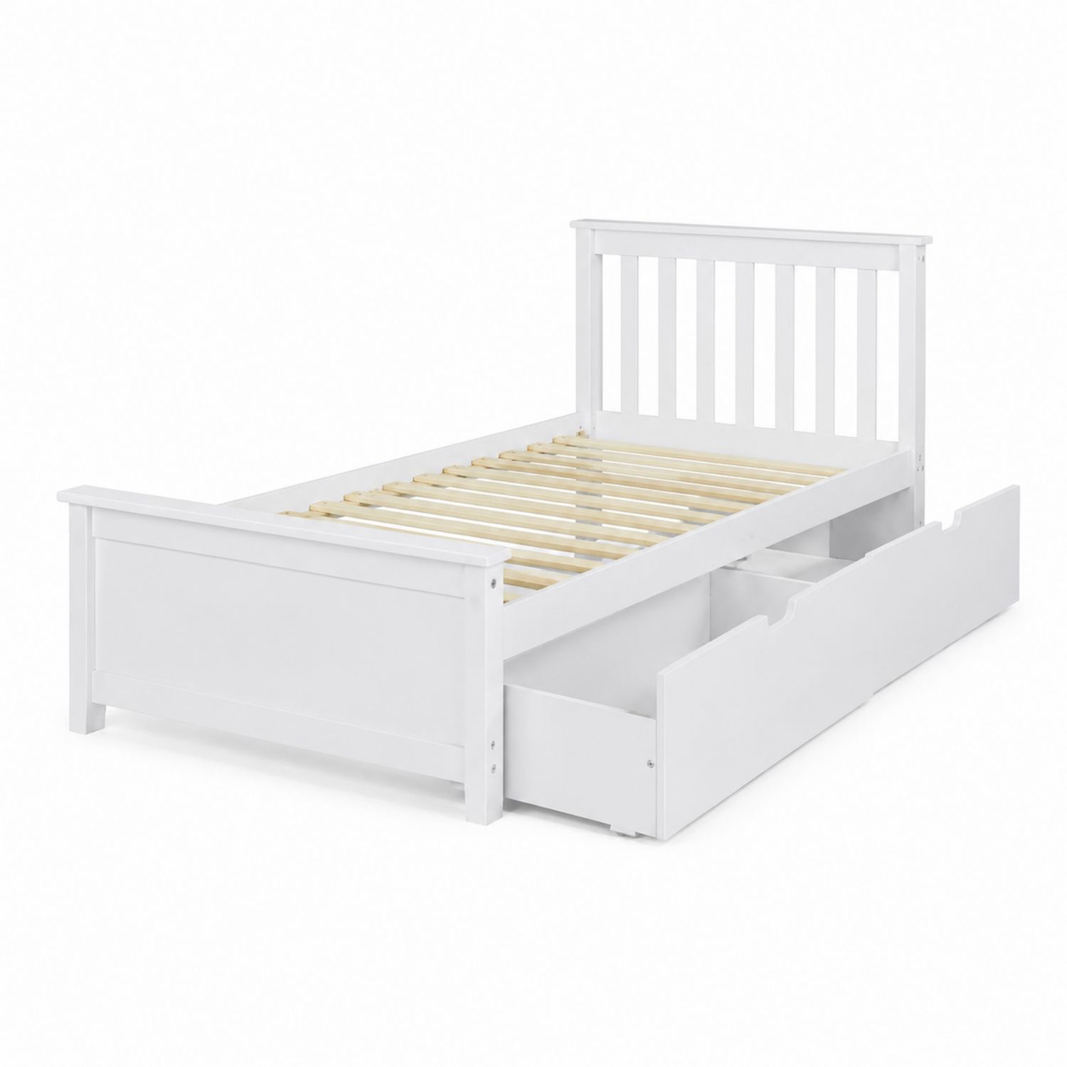 Lit simple en bois avec tiroirs Blanc 200x90 cm-Xelvoriant