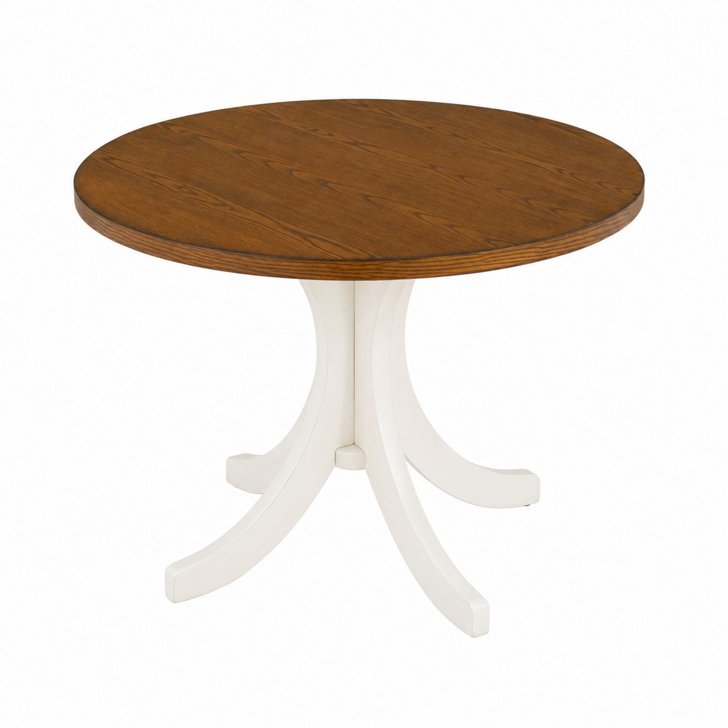 Table à manger ronde en bois chêne naturel et pieds blancs-Xelvoriant