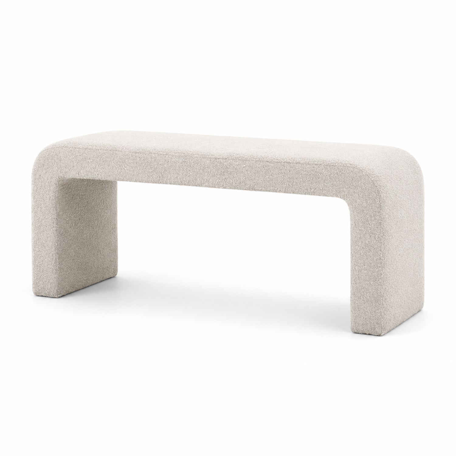Banc en bois et tissu bouclé crème 120x40x45 cm-Xelvoriant
