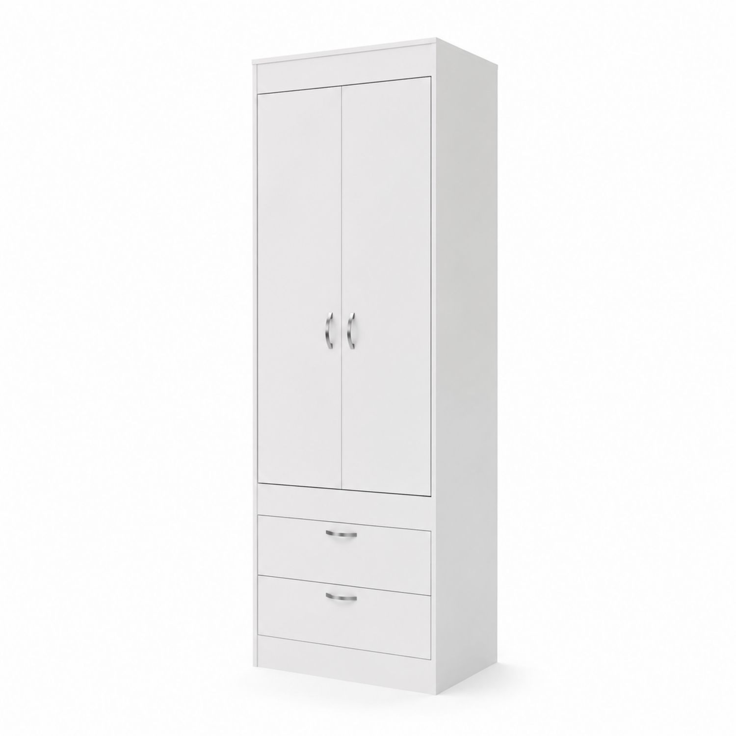 Armoire blanche 2 portes 2 tiroirs en panneau de particules-Xelvoriant