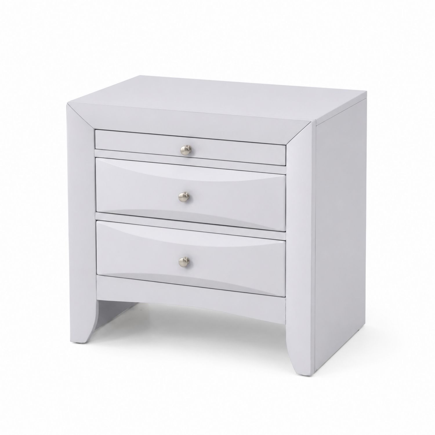 Table de chevet à trois tiroirs en MDF Blanc-Xelvoriant