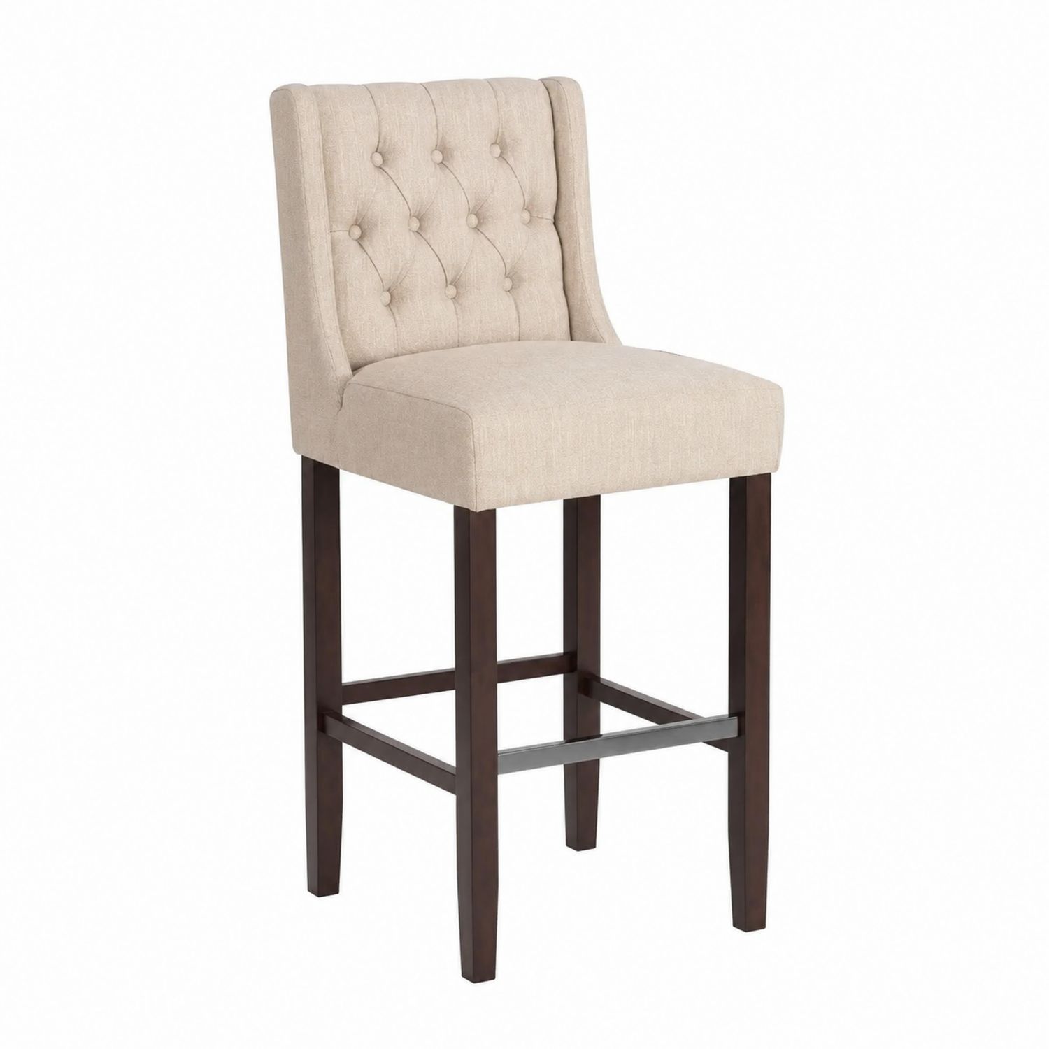 Tabouret de bar en bois et polyester beige 75 cm-Xelvoriant