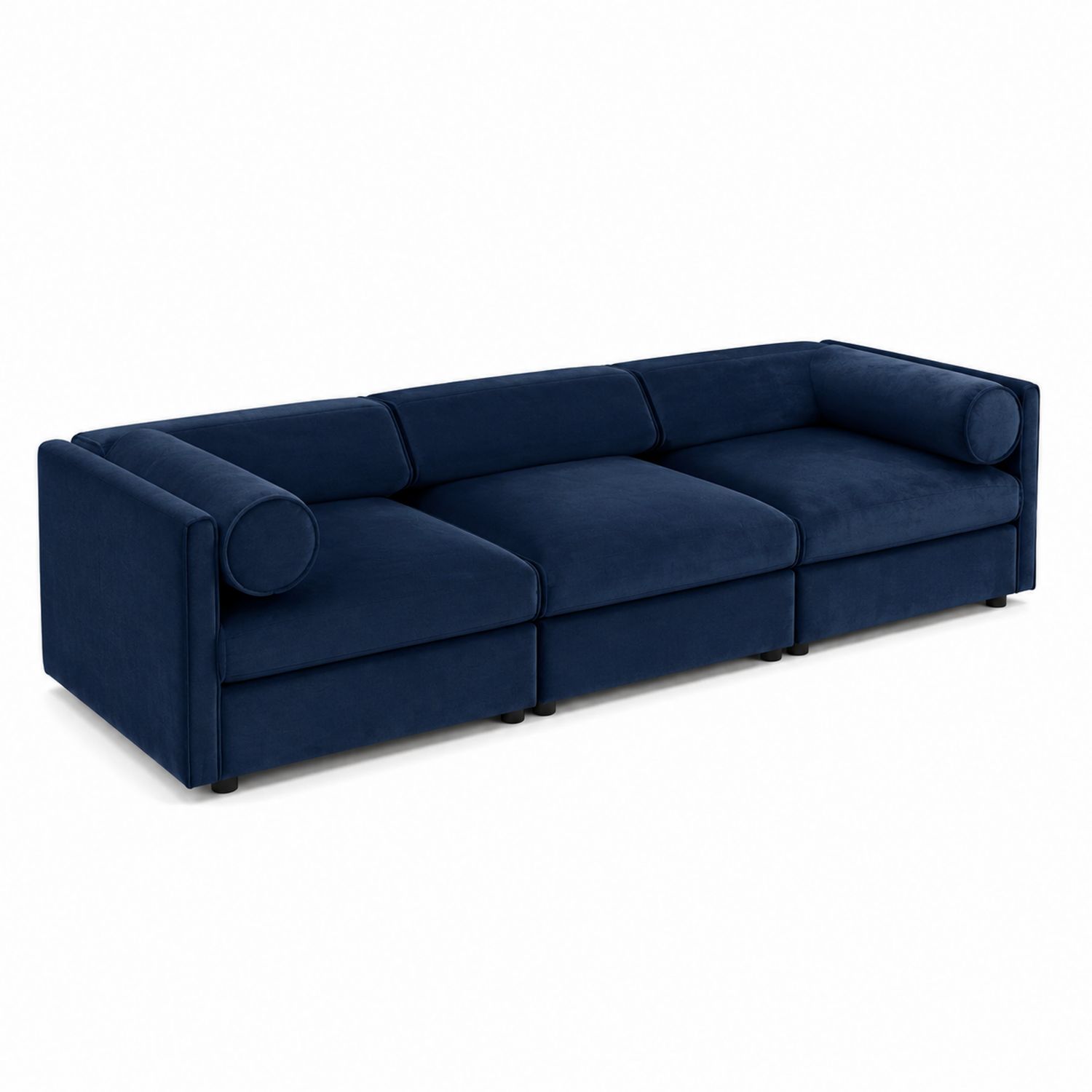 Canapé modulable en velours Bleu 3 places-Xelvoriant