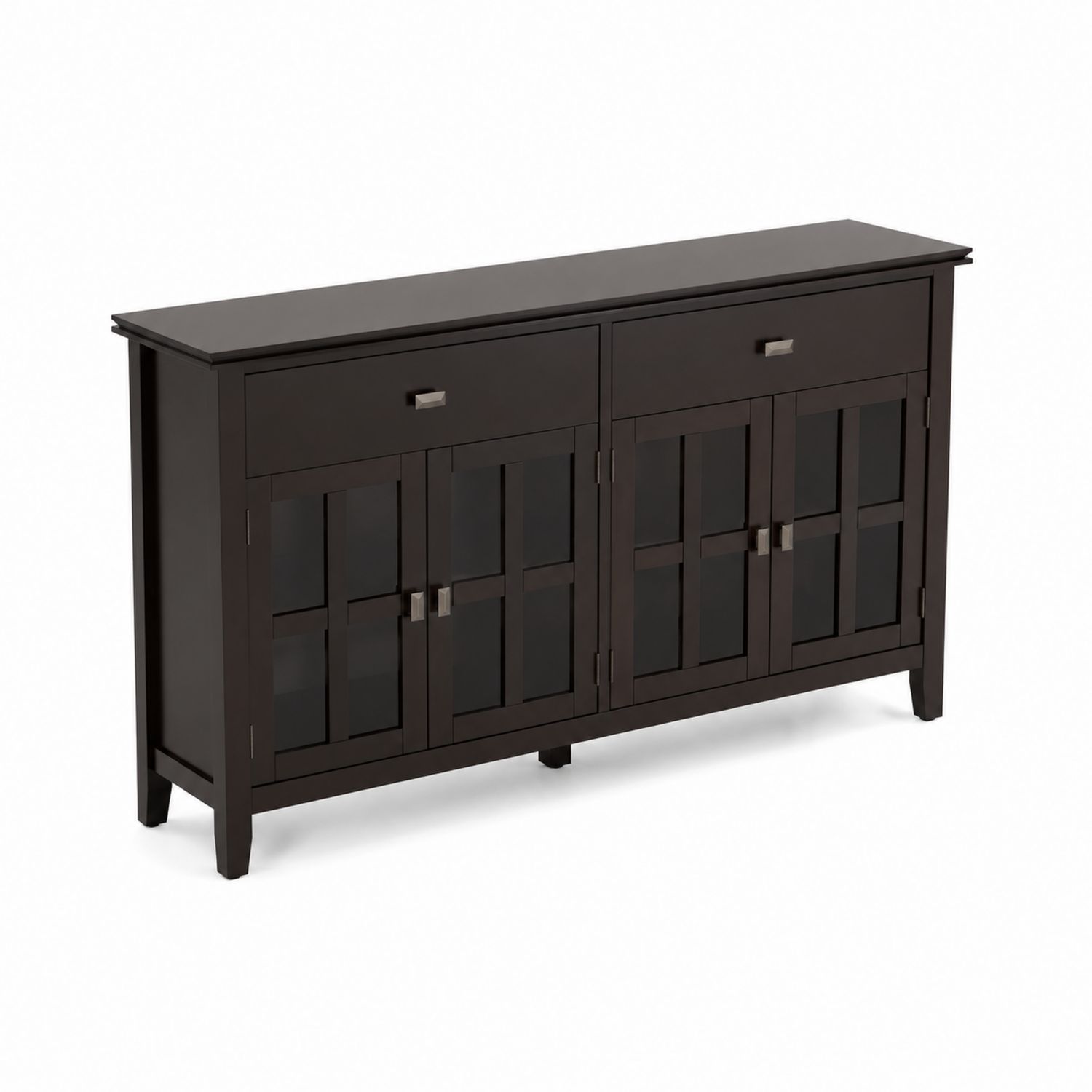 Buffet en Bois avec Portes en Verre Noir 150x40x85cm-Xelvoriant