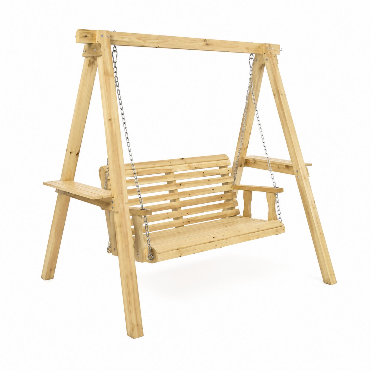 Balancelle en bois de pin avec chaînes en acier galvanisé-Xelvoriant