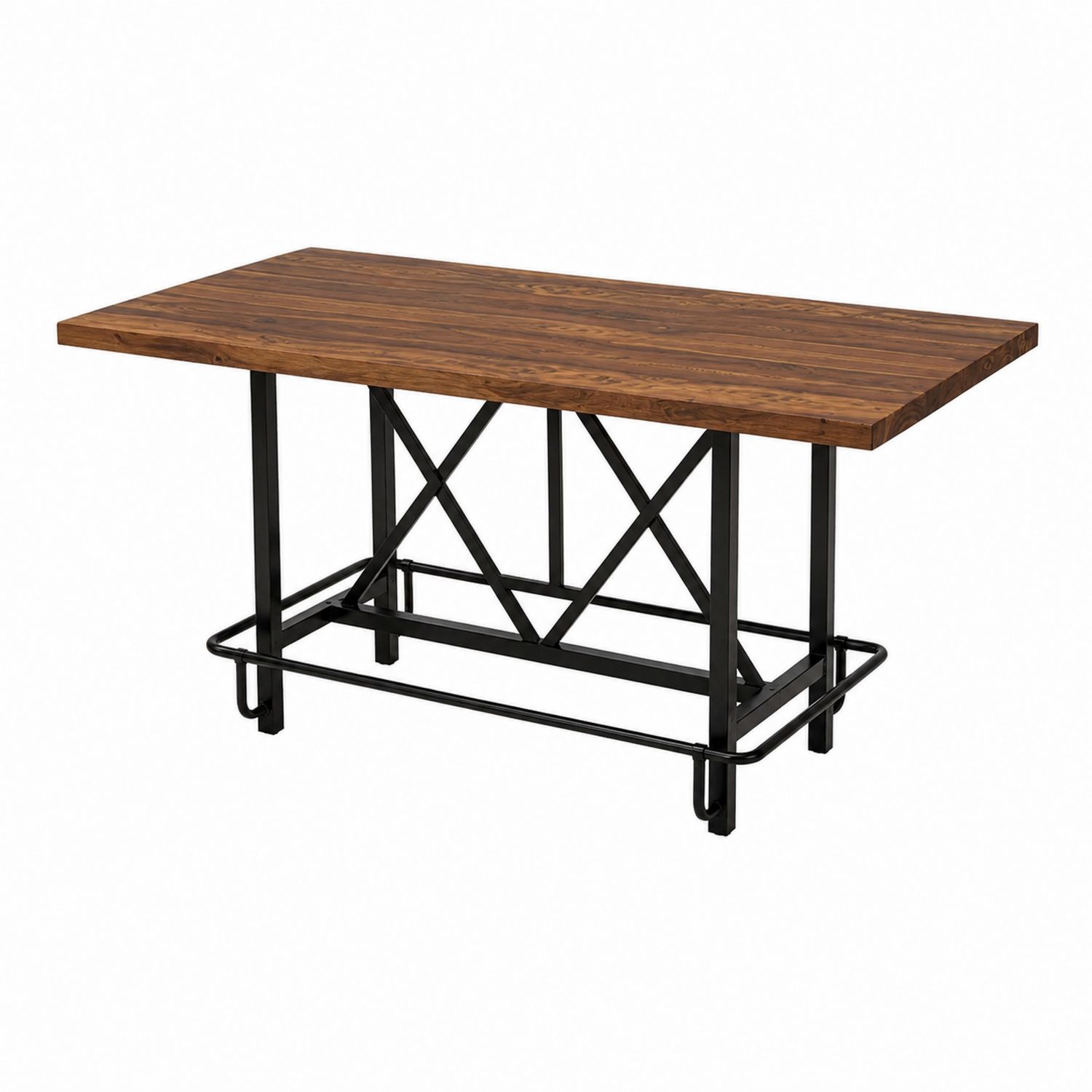 Table à manger en bois et métal noir 160x90 cm-Xelvoriant