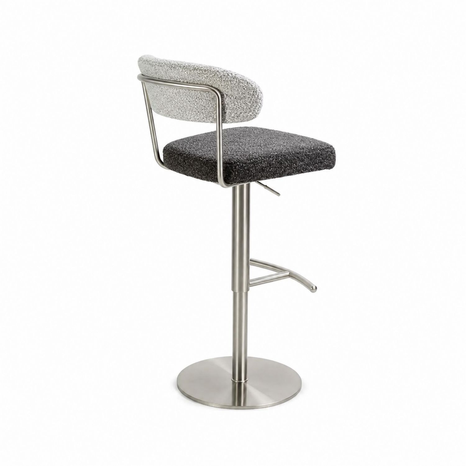 Tabouret de bar réglable en tissu bouclé Gris foncé/Gris clair-Xelvoriant