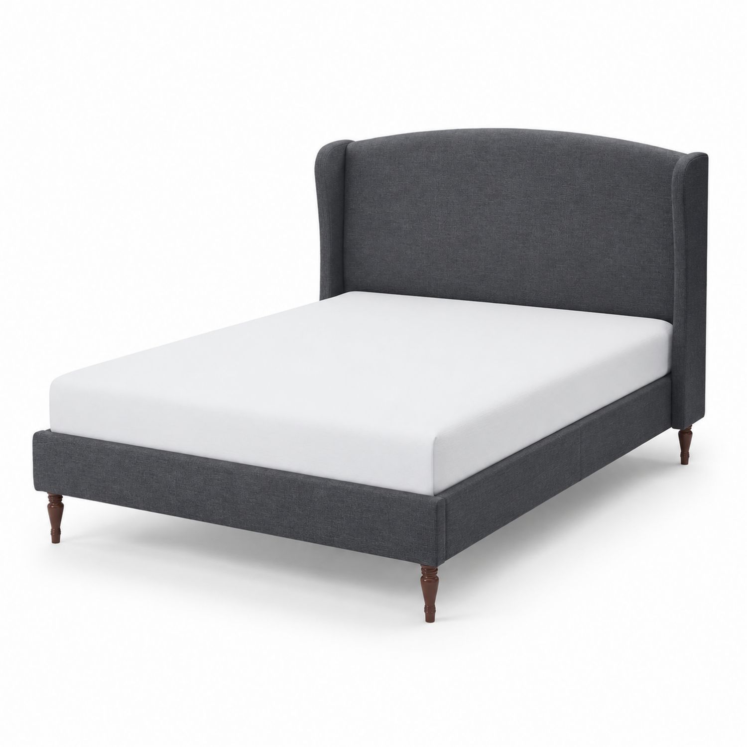 Lit double en tissu gris avec tête de lit courbée 140x200 cm-Xelvoriant