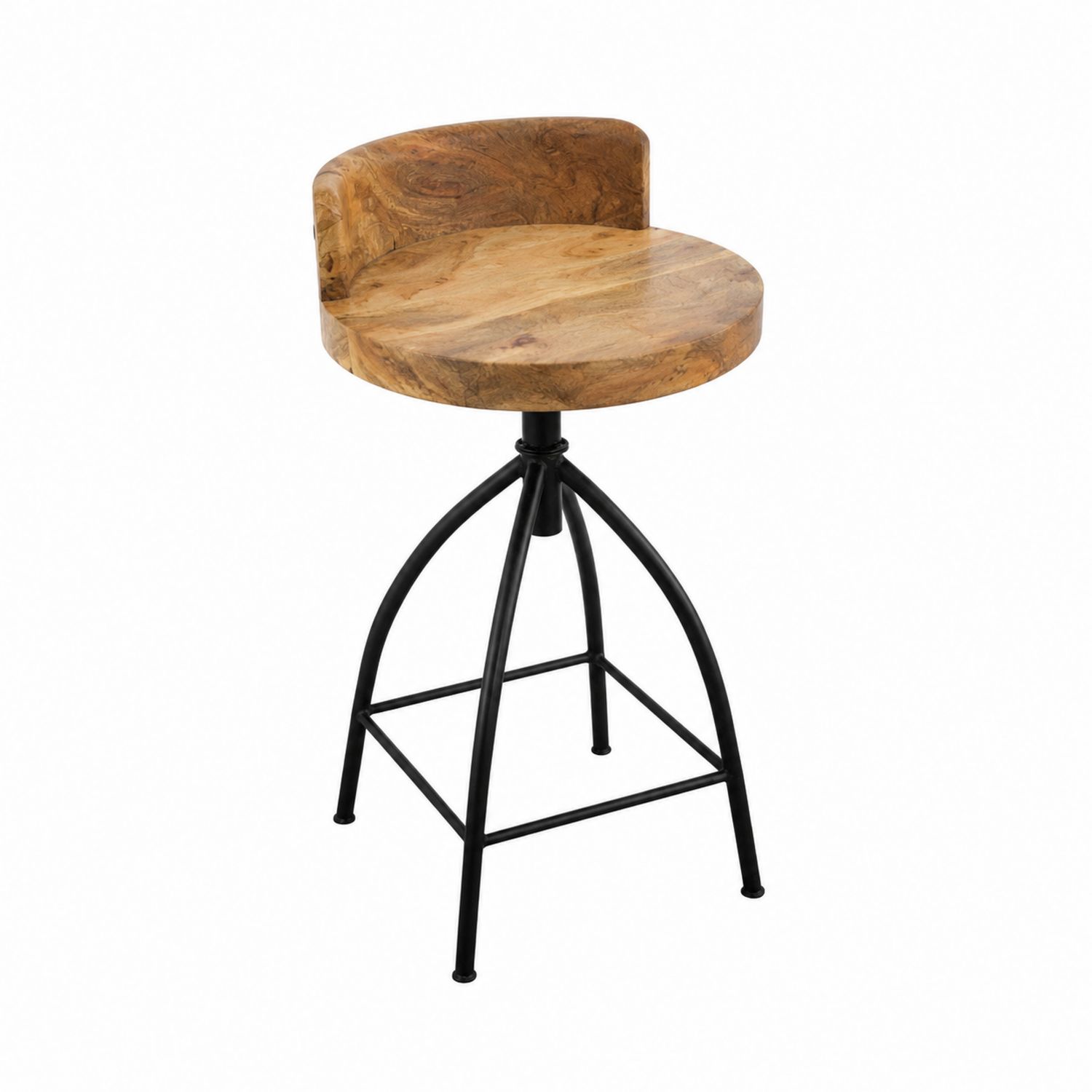 Tabouret de bar en bois avec cadre métallique noir, 75 cm-Xelvoriant