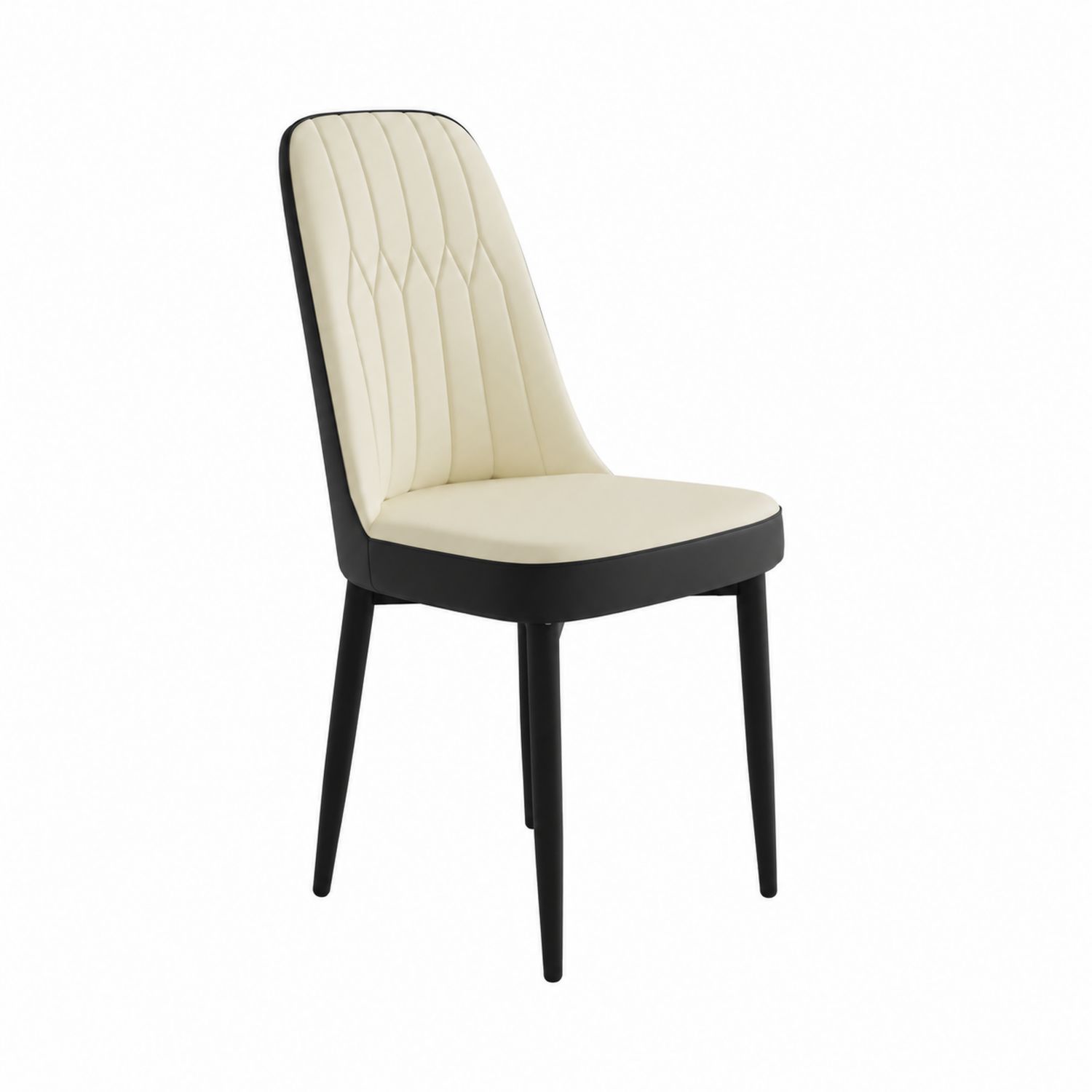 Chaise en similicuir crème et noir-Xelvoriant