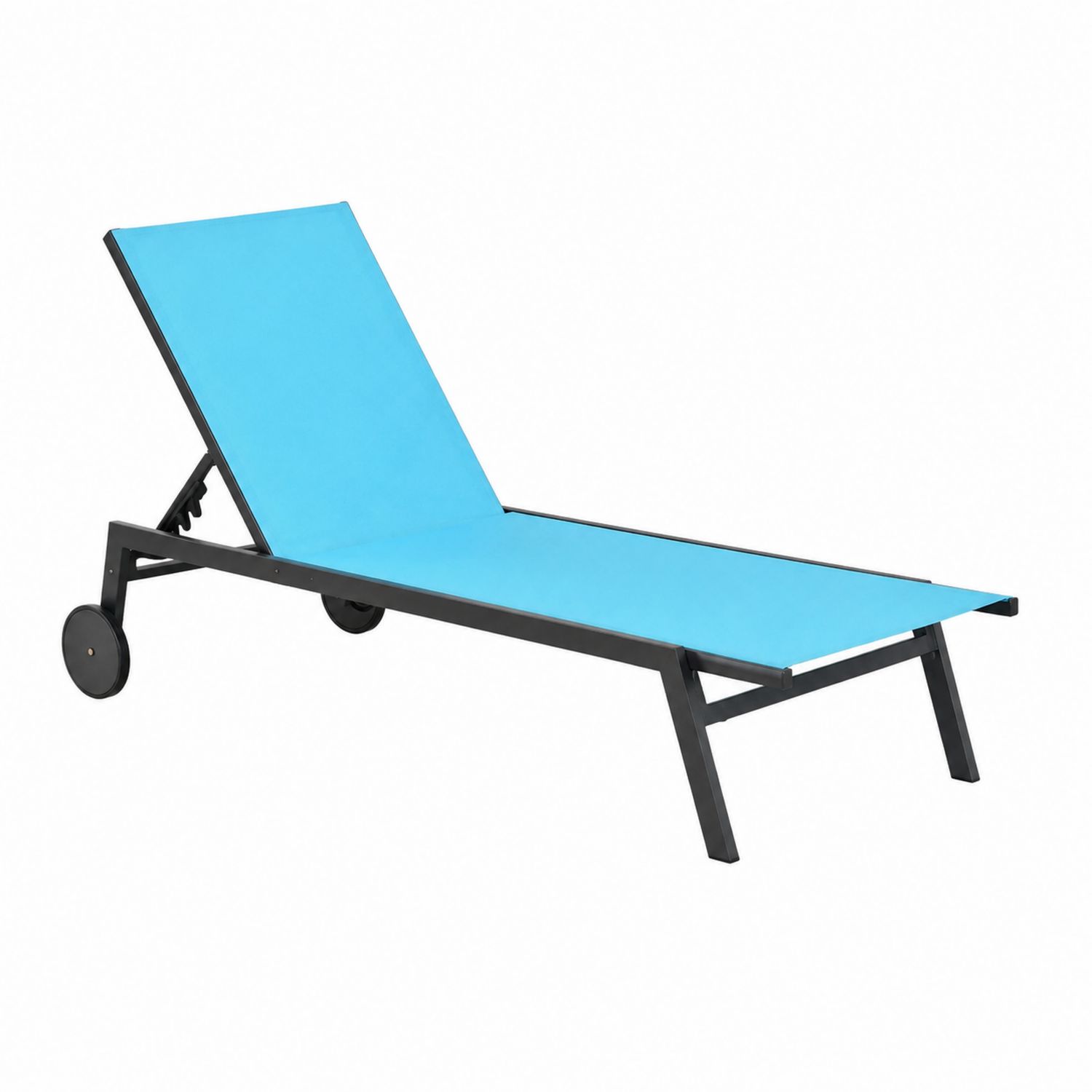 Chaise longue d'extérieur réglable en acier et textilène bleu-Xelvoriant
