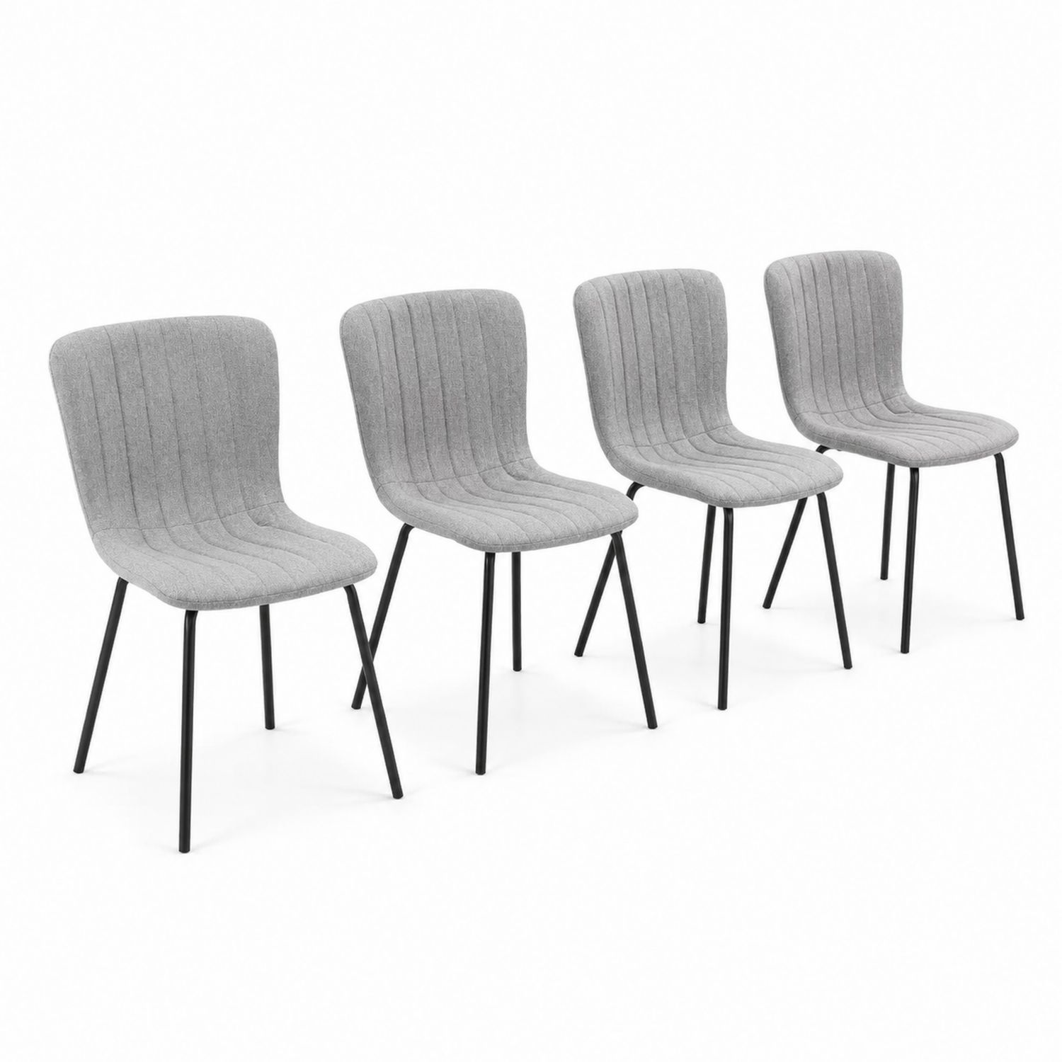 Lot de 4 chaises en tissu polyester avec pieds en métal noir, 82 cm-Xelvoriant