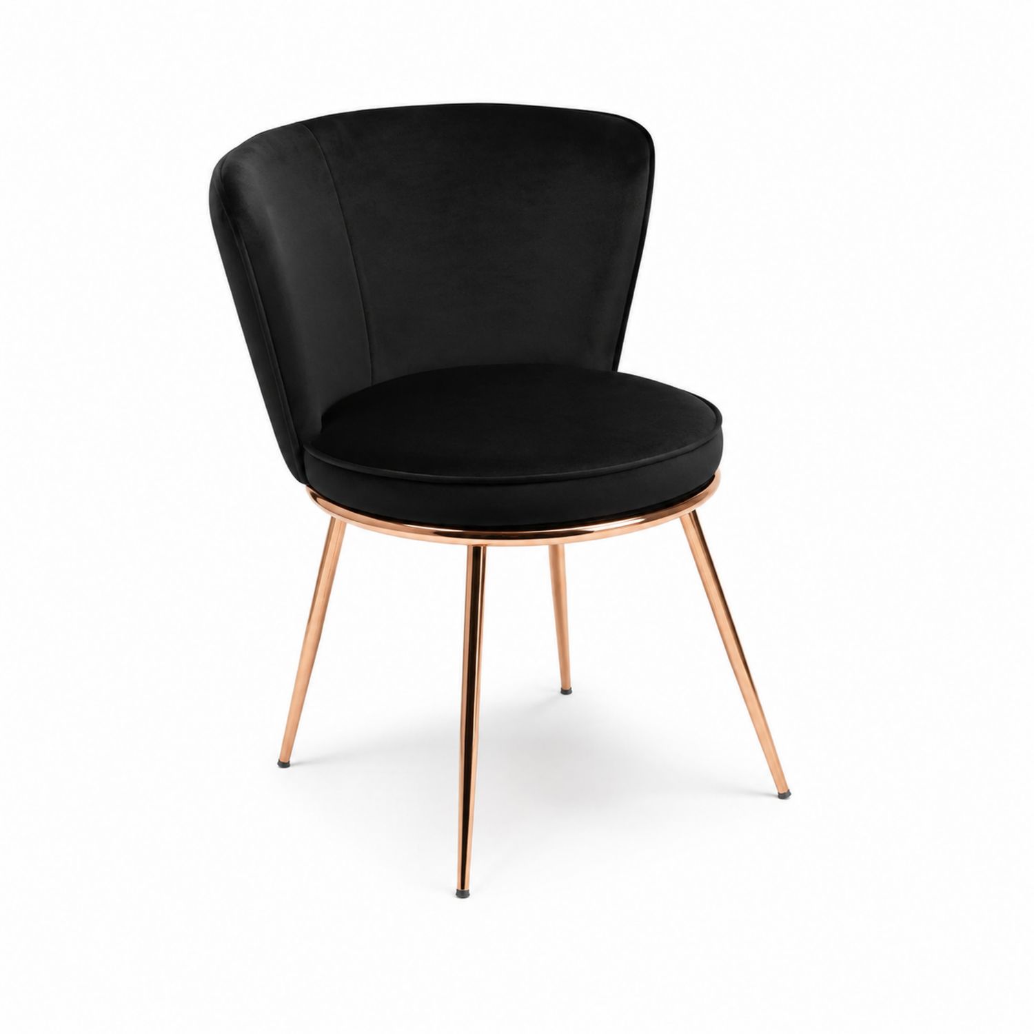 Chaise en velours noir avec pieds en métal doré-Xelvoriant