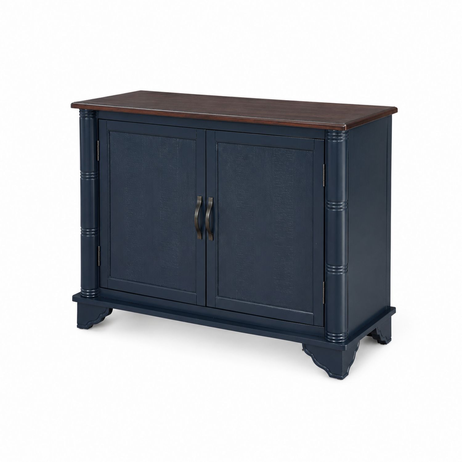 Buffet en bois à deux portes bleu et marron 90 cm-Xelvoriant