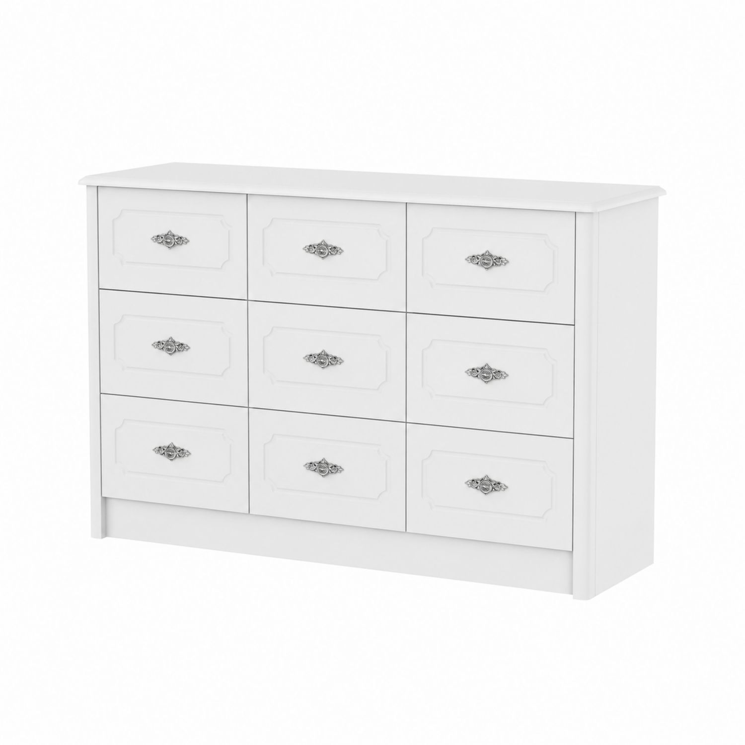 Commode blanche à 8 tiroirs en bois MDF-Xelvoriant