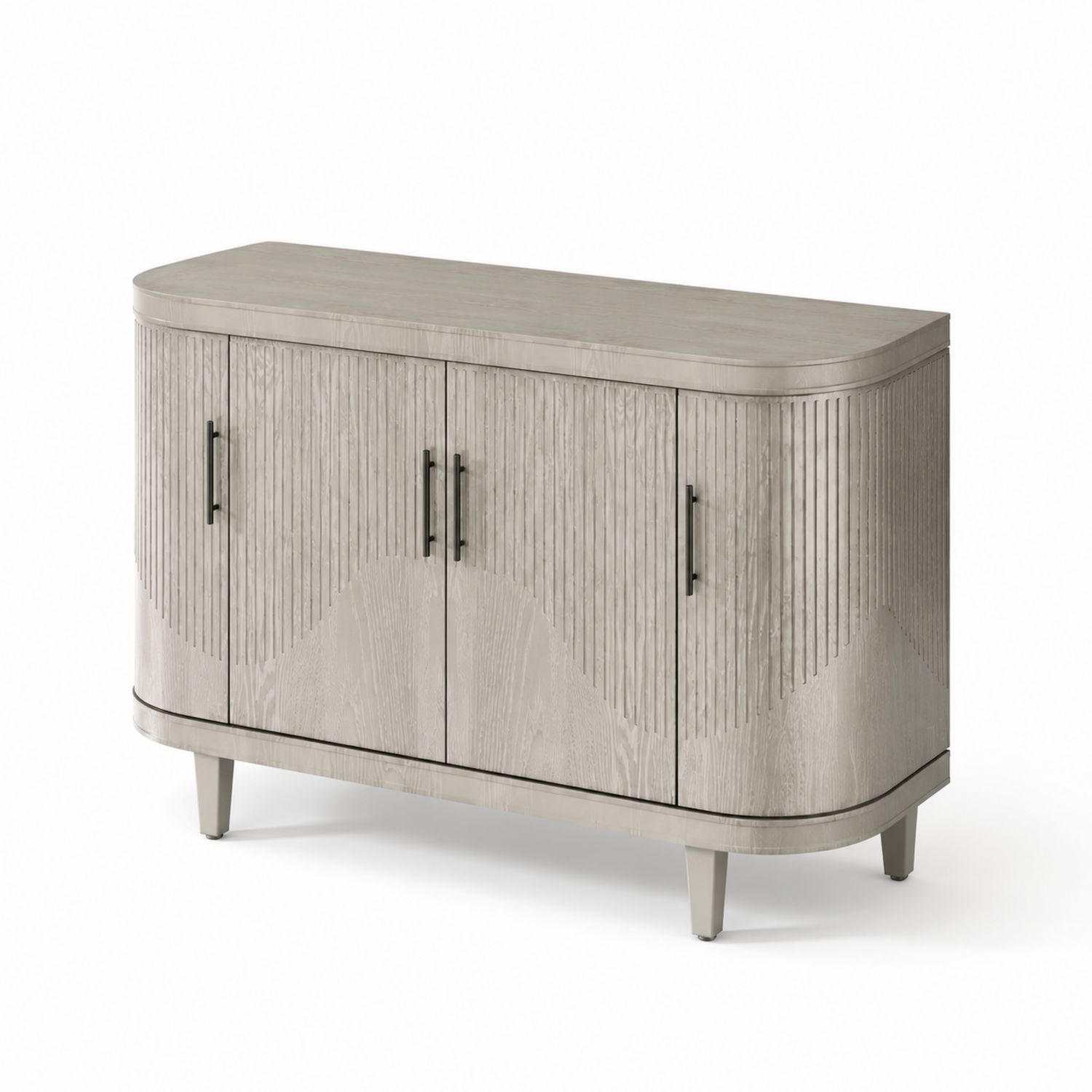 Buffet en chêne avec poignées en métal 180x45x85cm Gris clair-Xelvoriant