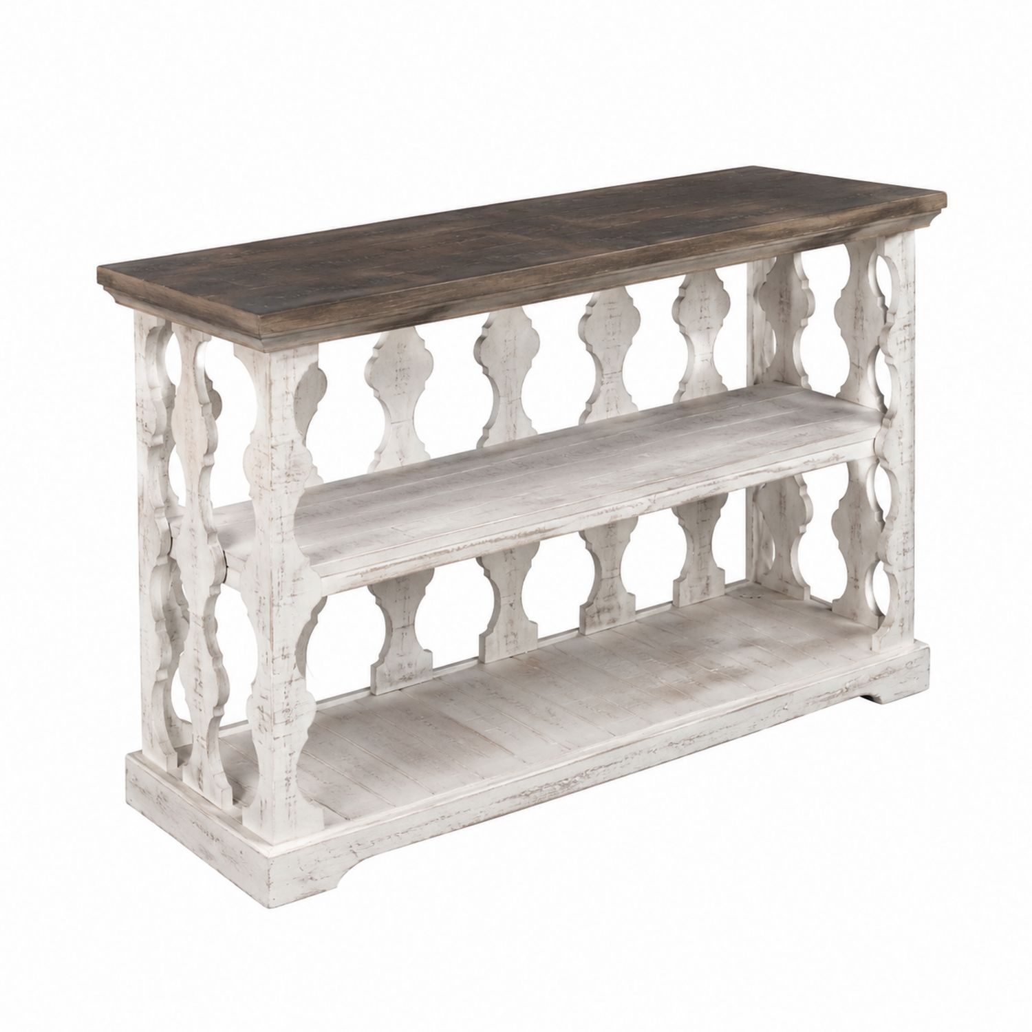 Console en Bois Blanc et Marron-Xelvoriant