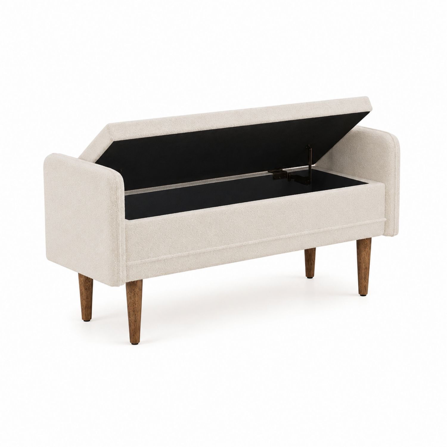 Banc de rangement en bois et tissu Polyester Beige-Xelvoriant