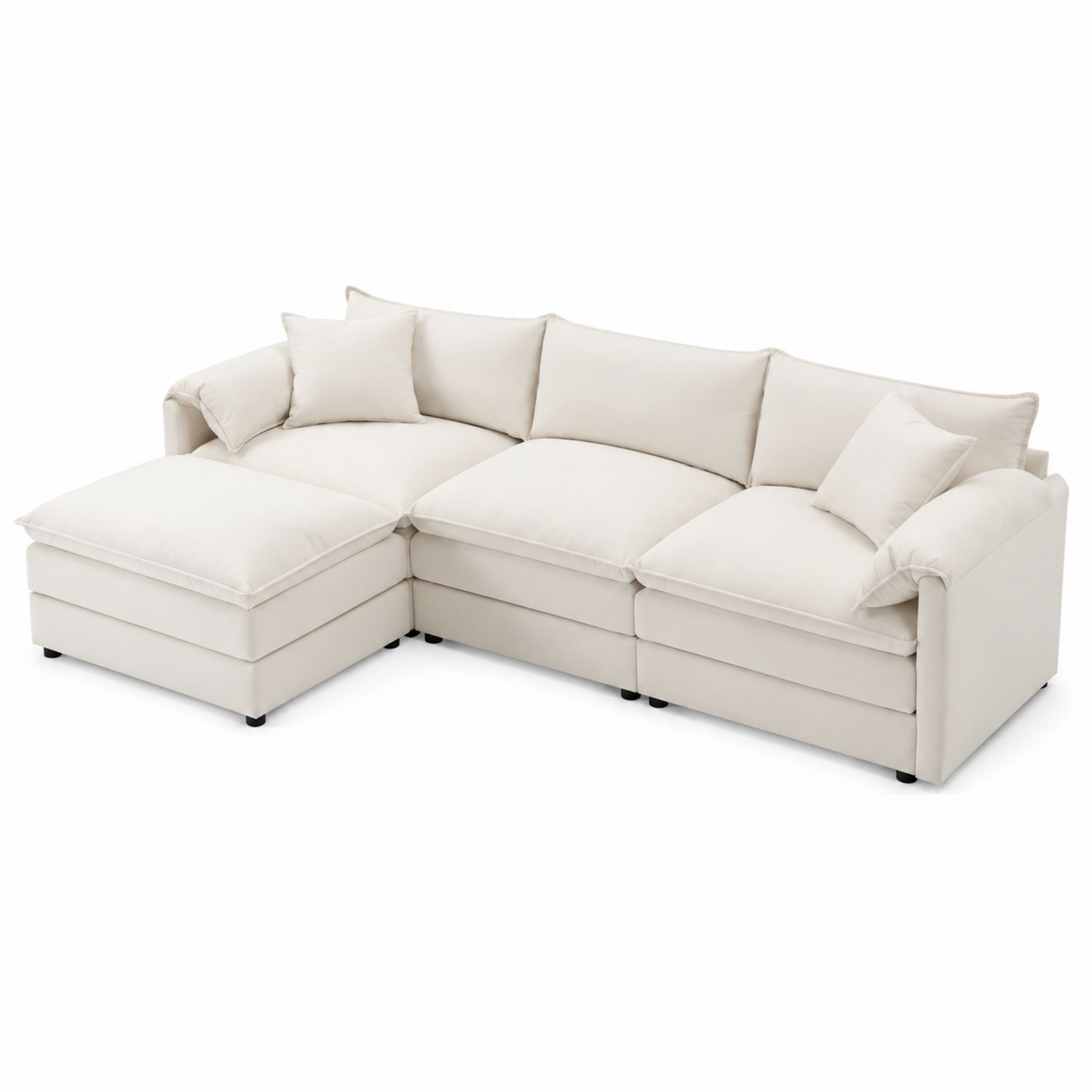 Canapé d'angle modulable en polyester Beige-Xelvoriant
