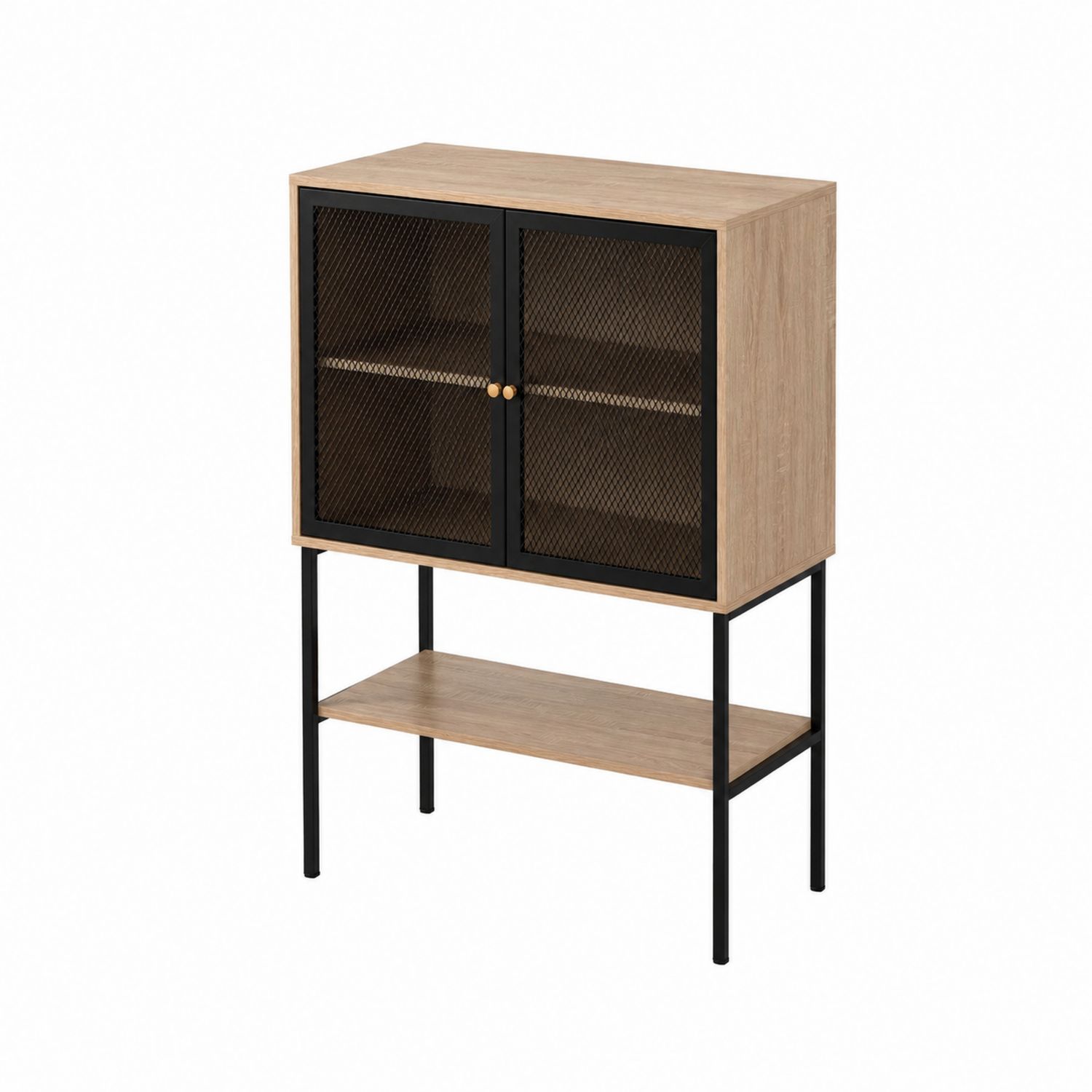 Buffet en bois et métal avec portes grillagées-Xelvoriant