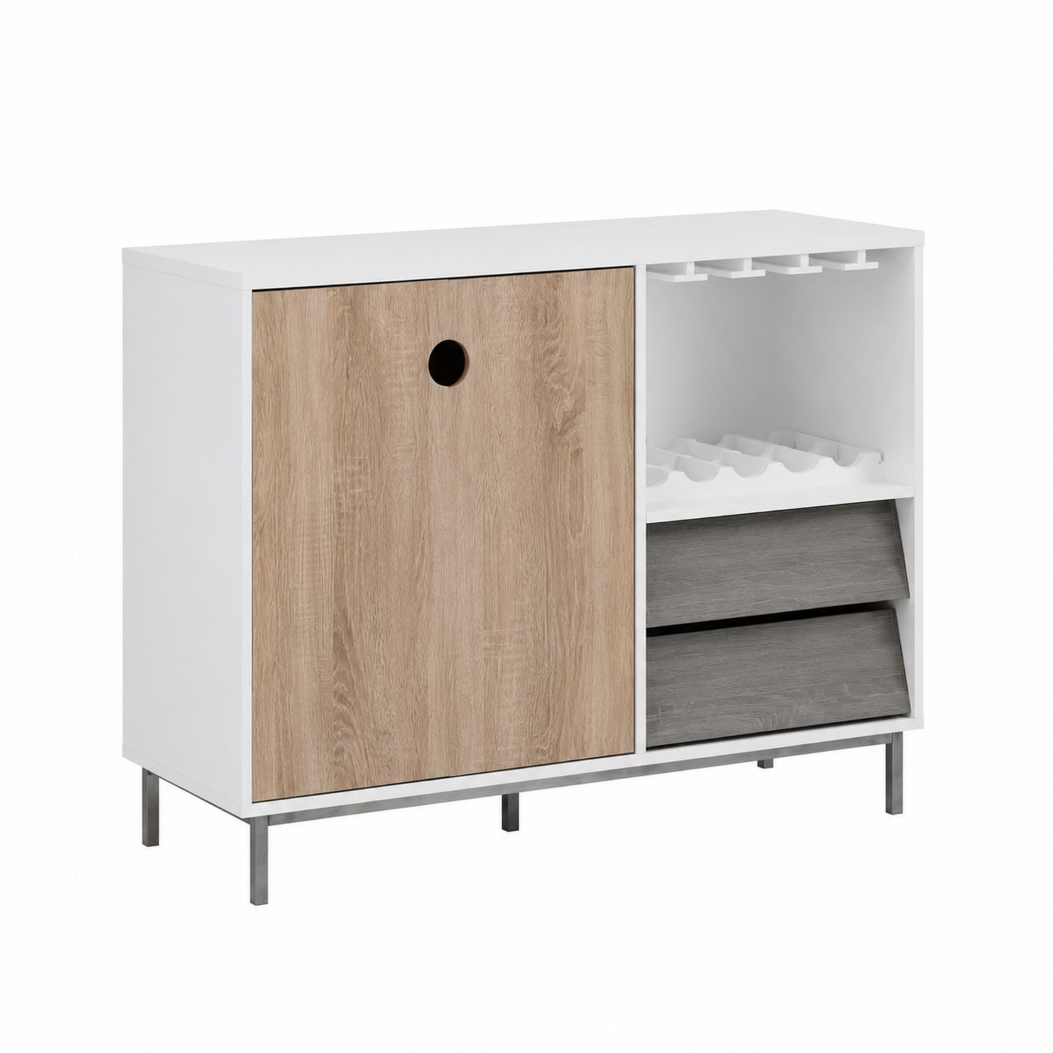 Buffet porte-bouteilles en bois et métal 80x40x75 cm-Xelvoriant