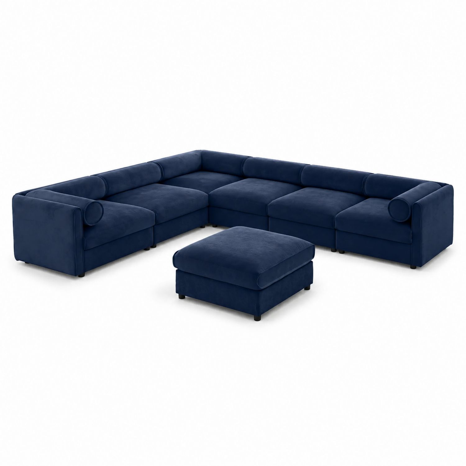 Canapé d'angle modulable en velours Bleu Marine-Xelvoriant