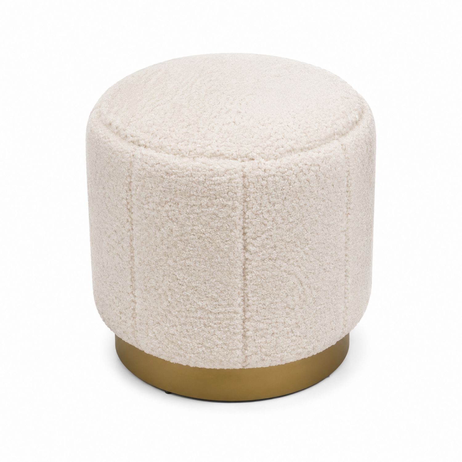 Repose-pieds rond en tissu bouclé et métal doré-Xelvoriant
