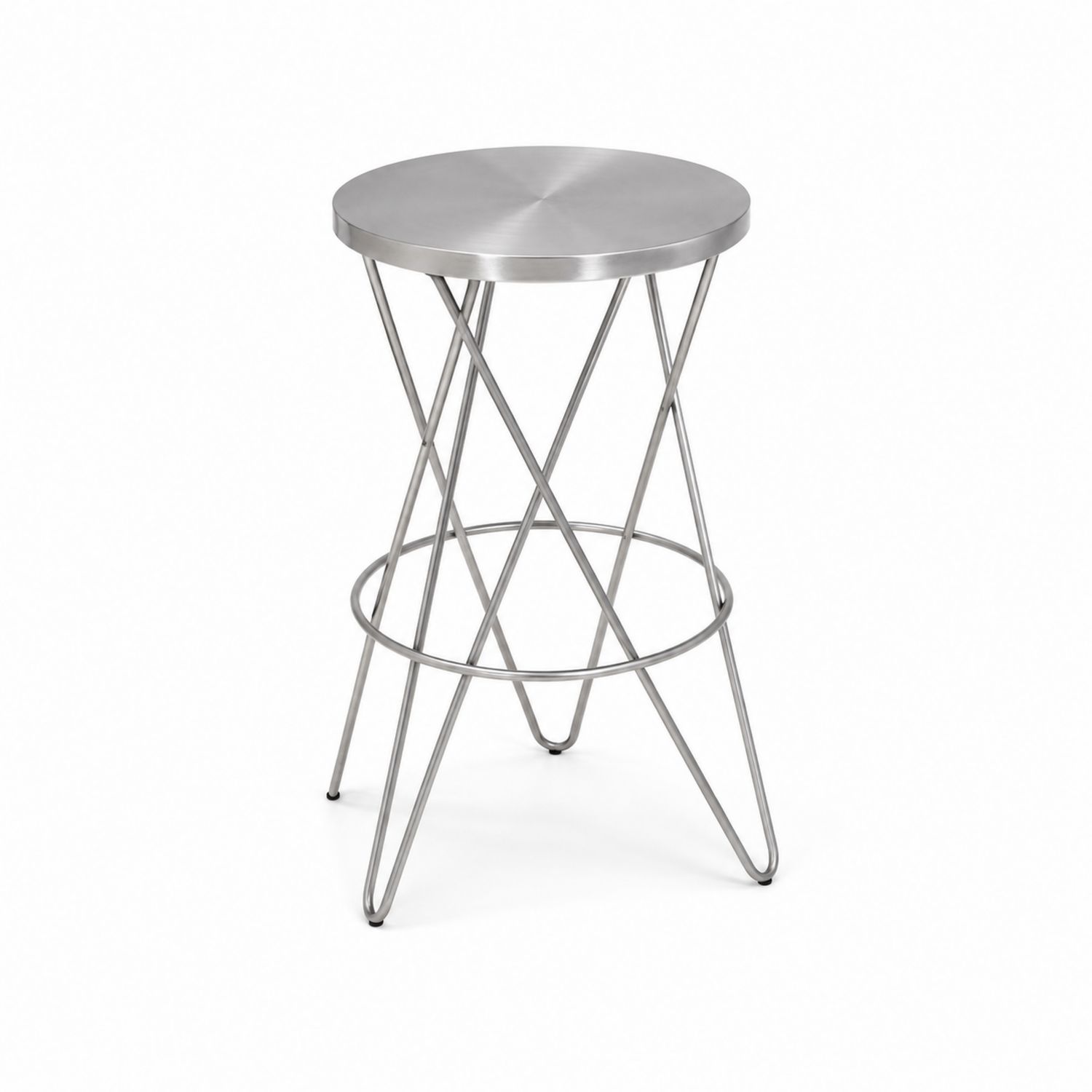 Tabouret de bar en métal acier inoxydable Argent diamètre 35 cm hauteur 65 cm-Xelvoriant