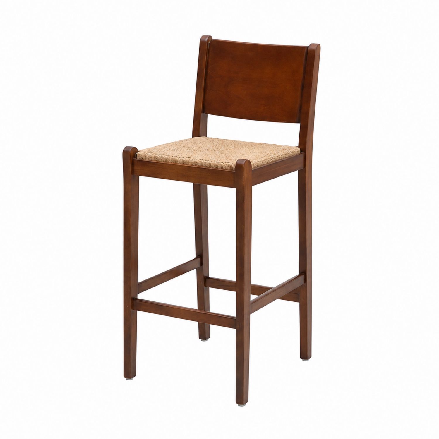 Tabouret de bar bois assise en rotin Marron-Xelvoriant