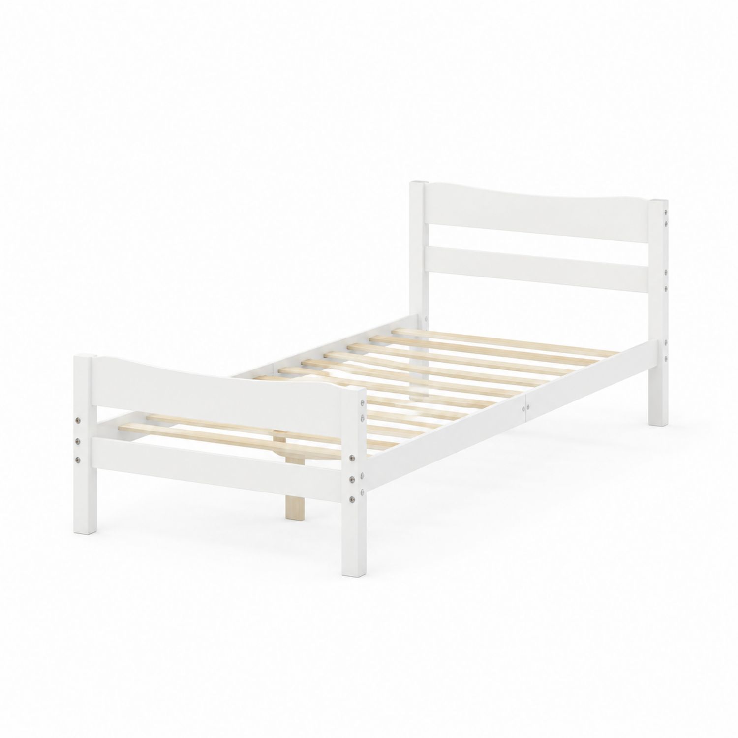 Lit simple en bois Blanc 200x90 cm-Xelvoriant