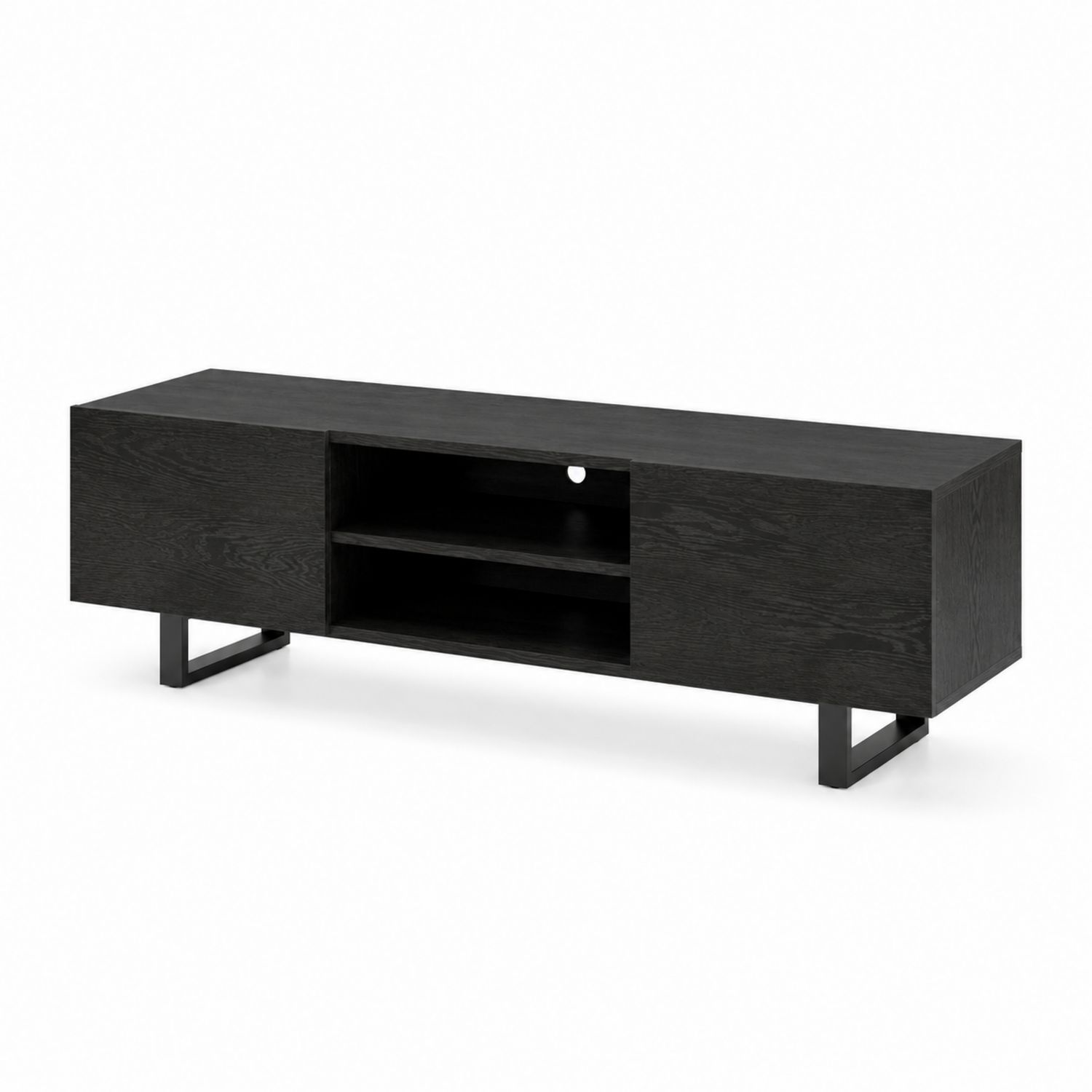 Meuble TV en bois et métal noir 140 cm-Xelvoriant