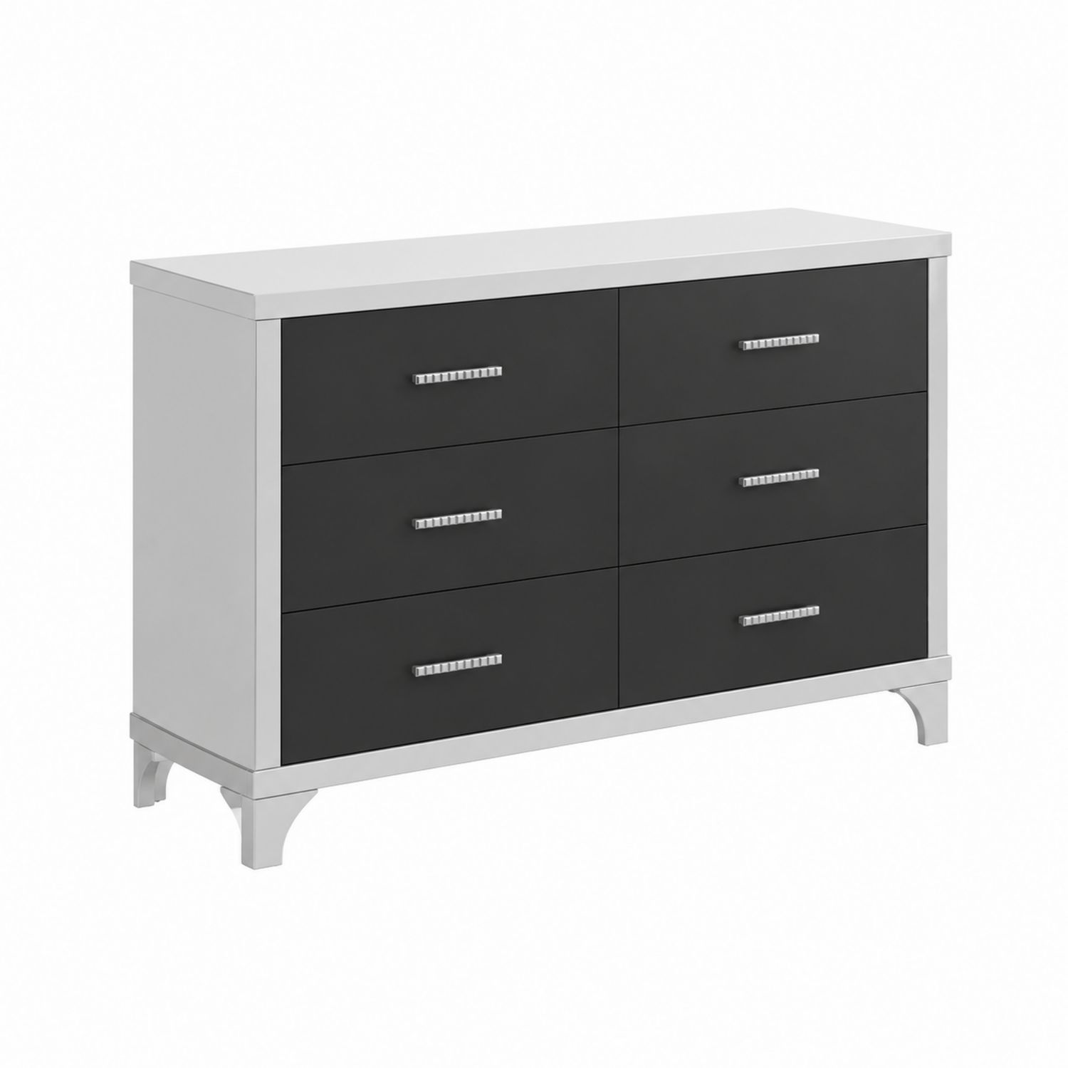 Commode 6 tiroirs en Bois Blanc et Noir-Xelvoriant
