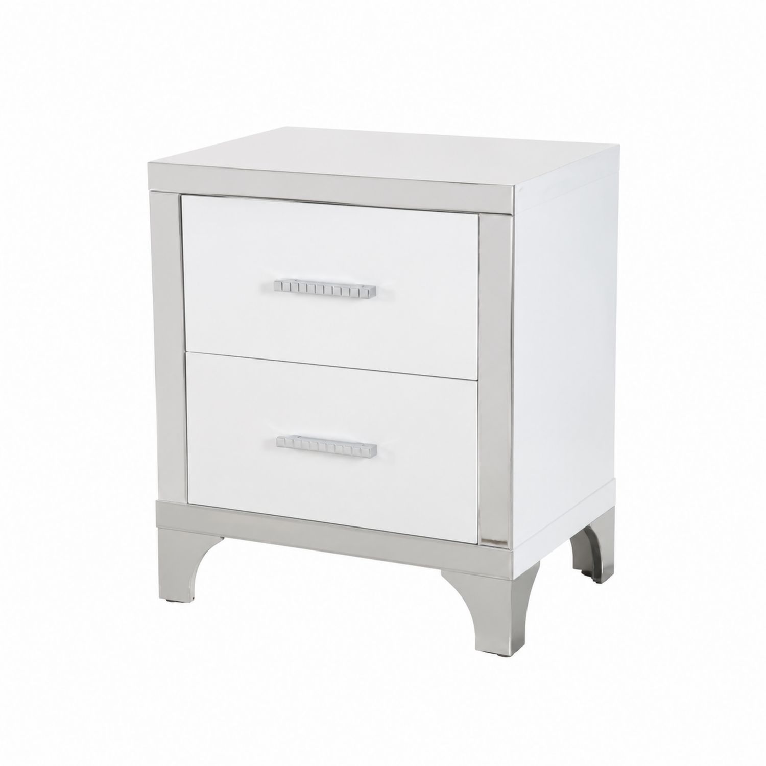 Table de chevet en métal et MDF Blanc-Xelvoriant