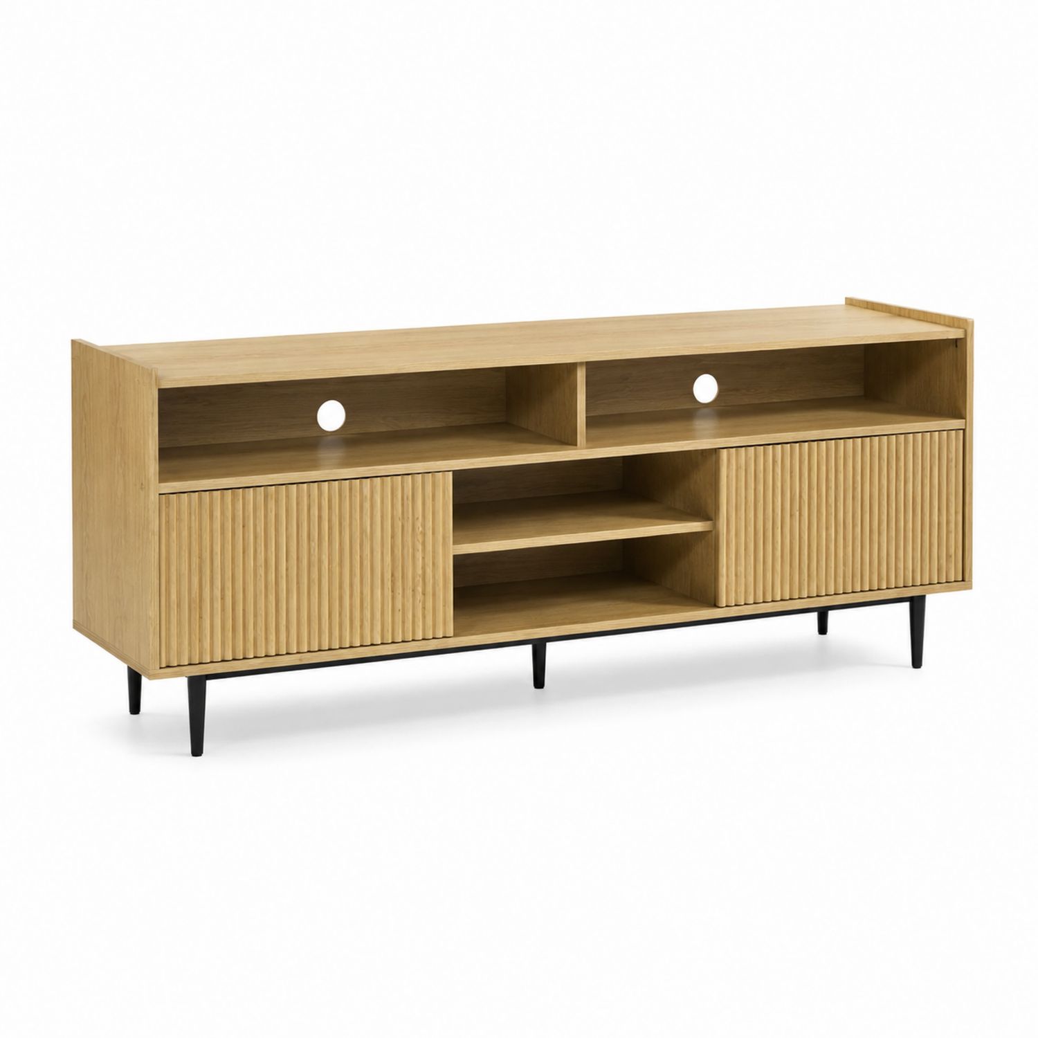 Meuble TV en Bois MDF avec Pieds en Métal Noir-Xelvoriant