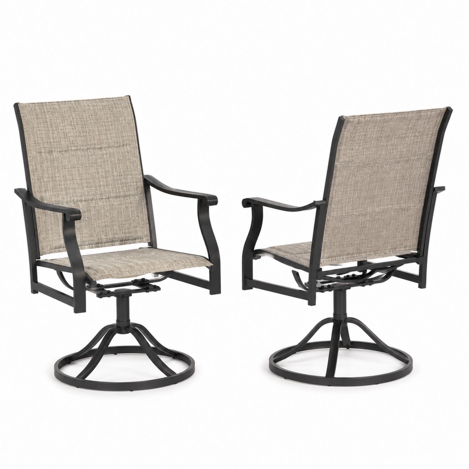 Lot de 2 chaises pivotantes en aluminium et polyester beige-Xelvoriant