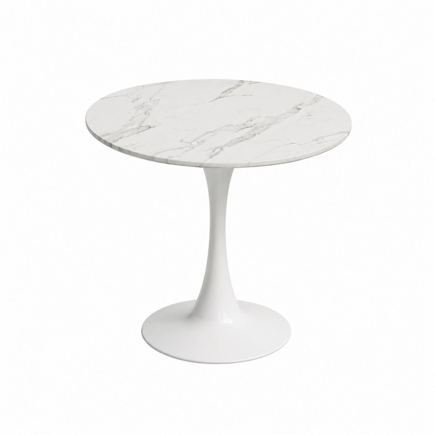 Table ronde en marbre et aluminium Blanc-Xelvoriant