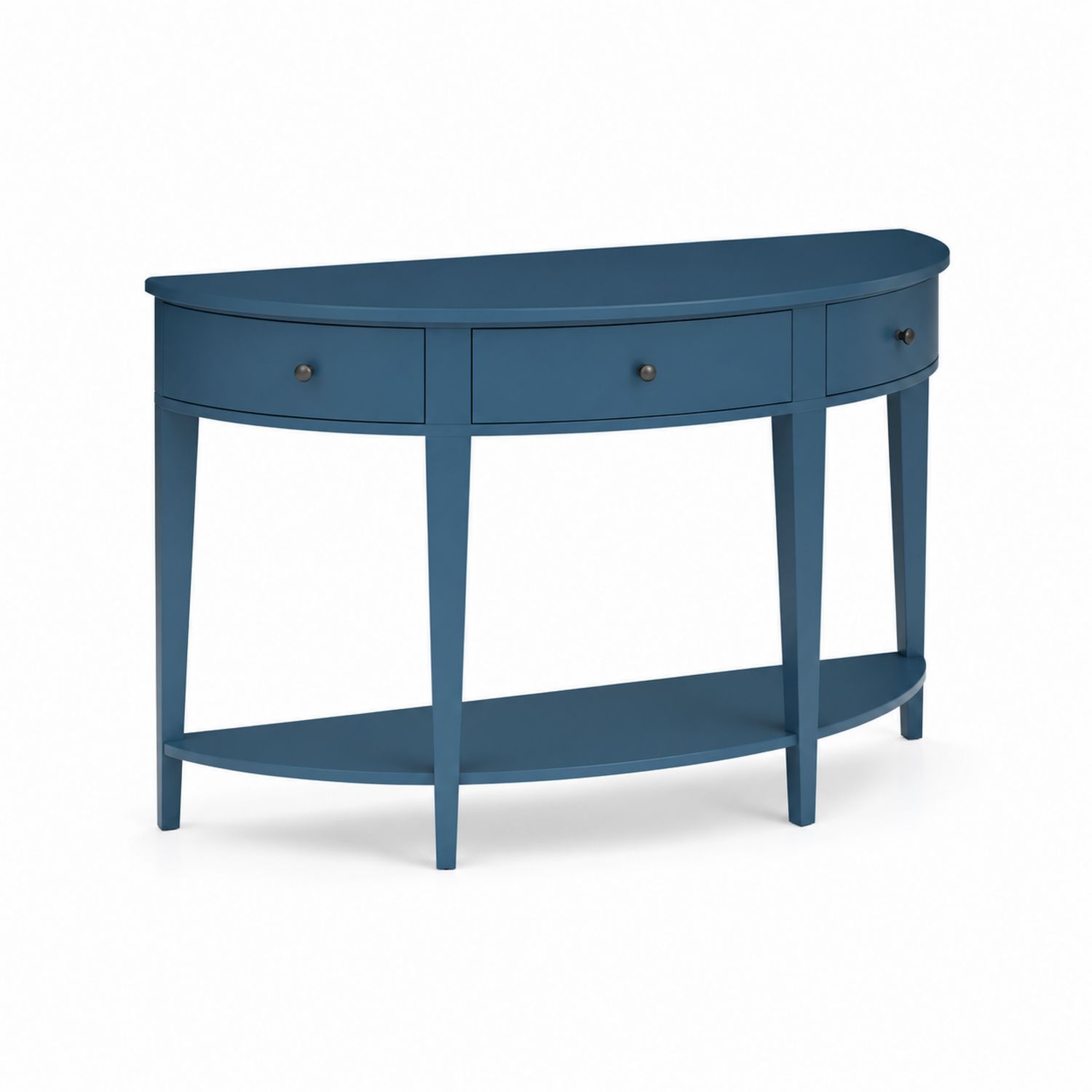 Console demi-lune en bois avec tiroirs bleus-Xelvoriant
