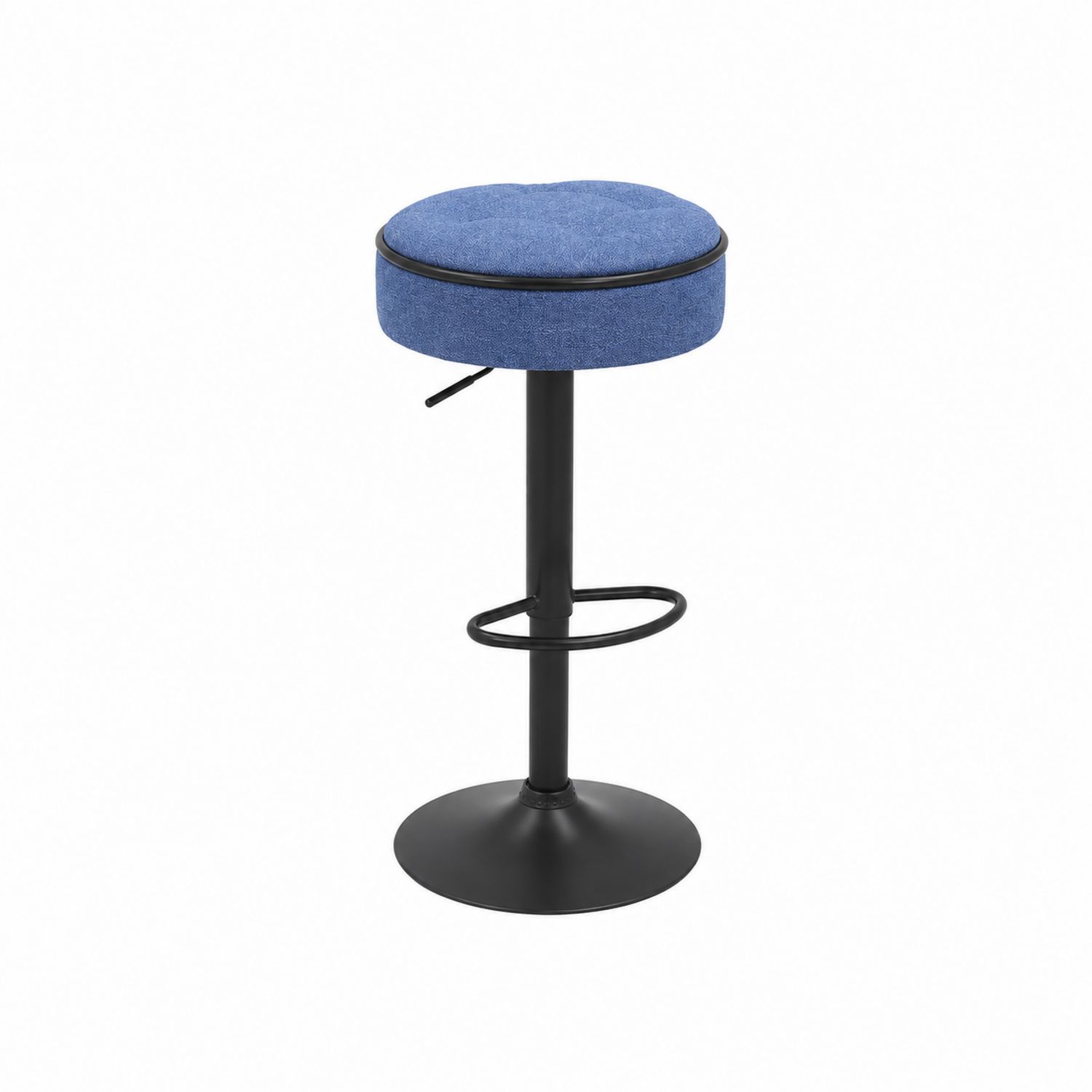 Tabouret de bar en métal et tissu bleu réglable-Xelvoriant