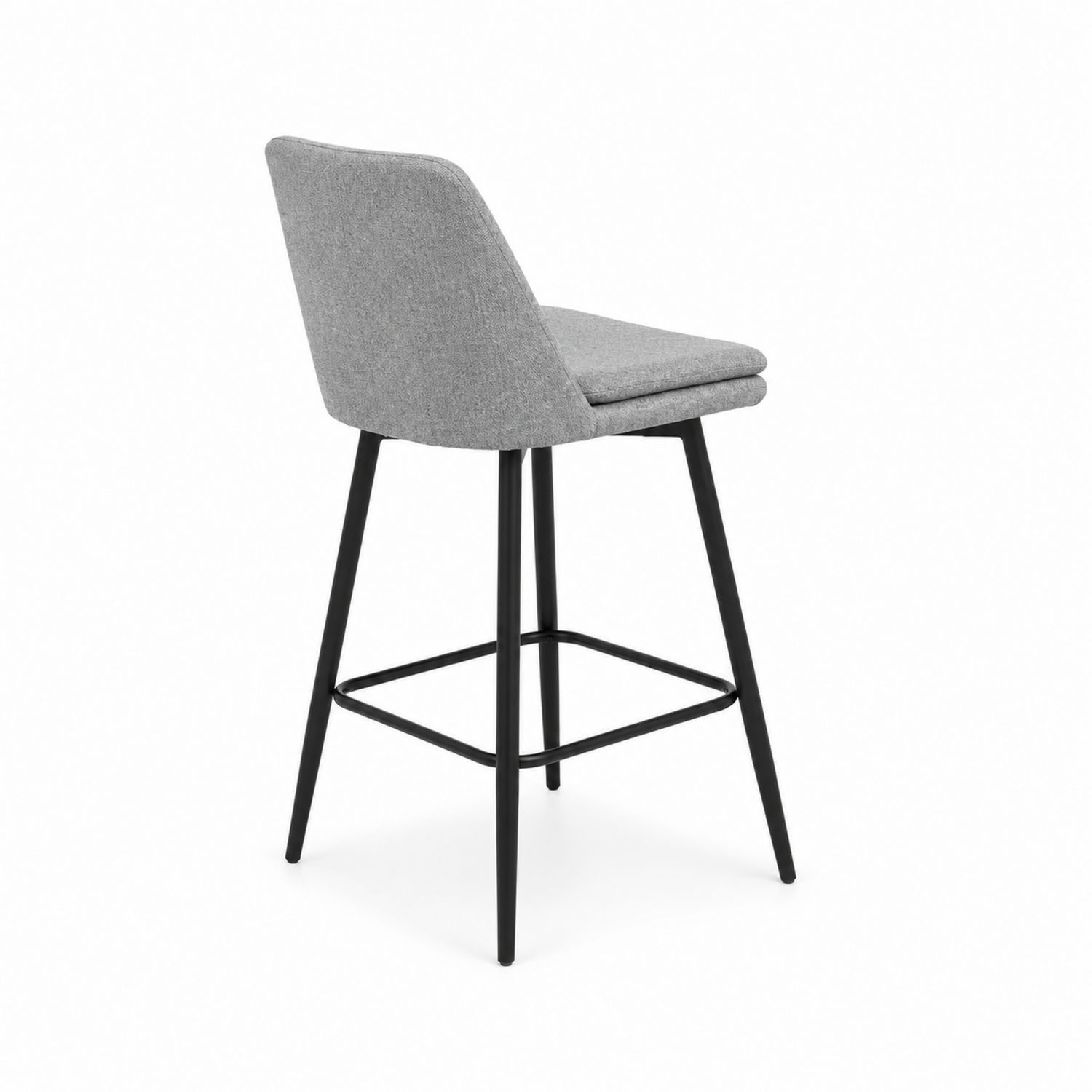 Tabouret de bar en tissu gris avec pieds métalliques-Xelvoriant
